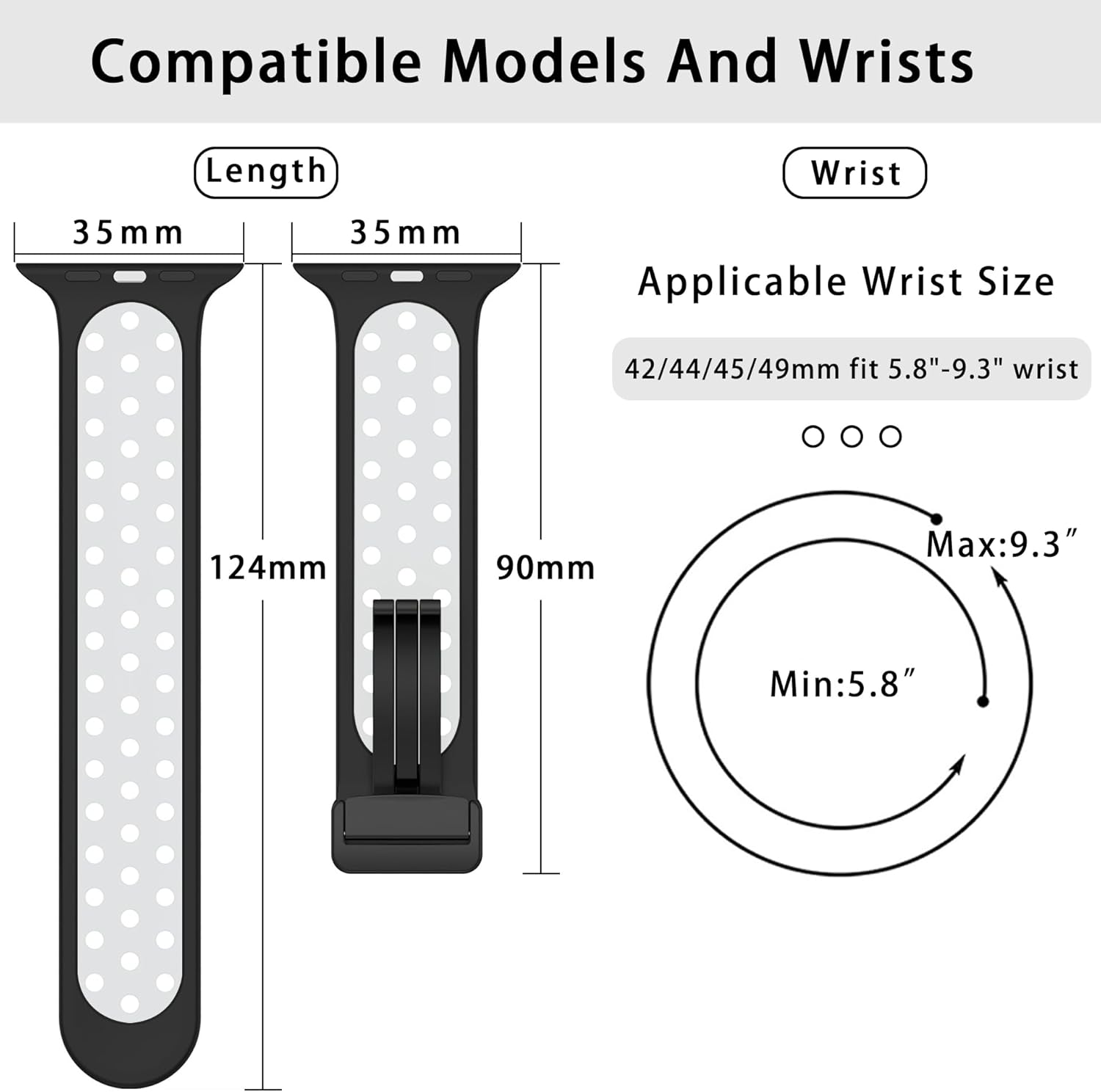 Eiavike Correa deportiva para correas de Apple Watch de 1.929 in, 1.772 in, 1.732 in, 1.654 in, 1.614 in, 1.575 in, 1.496 in, impermeable,