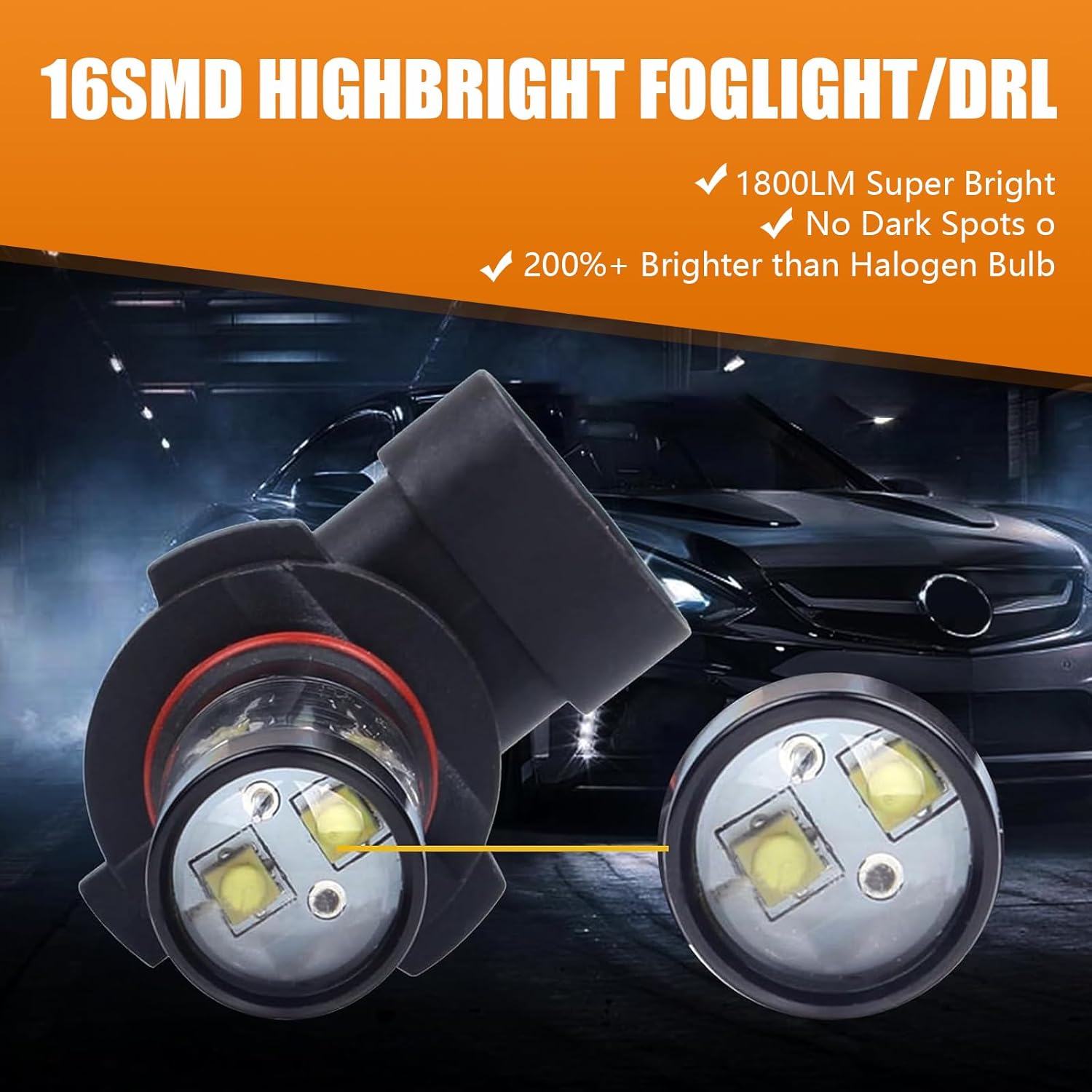 Paquete de 2 luces LED antiniebla para automóvil, bombillas de metal impermeables de repuesto para vehículos, accesorios universales de alta