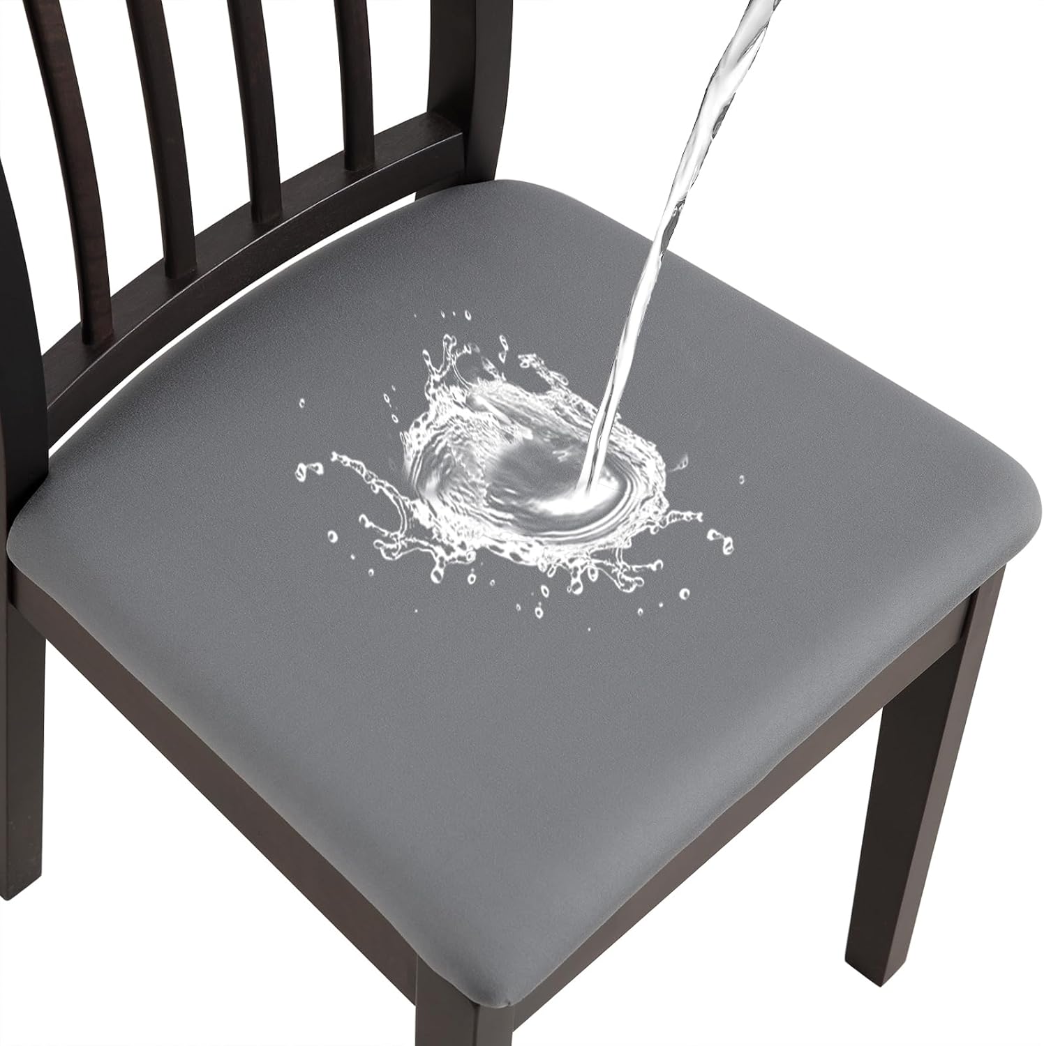 YISUN Fundas de asiento impermeables para comedor, elásticas, extraíbles y lavables, fundas de asiento de silla de cocina con lazos elásticos y