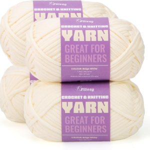 Pllieay Hilo de algodón beige blanco para tejer y tejer (1.16 x 1.77 onzas), hilo de algodón para tejer ganchillo con puntadas fáciles de ver, hilo Pllieay Hilo de algodón beige blanco para tejer y tejer (1.16 x 1.77 onzas), hilo de algodón para tejer ganchillo con puntadas fáciles de ver, hilo