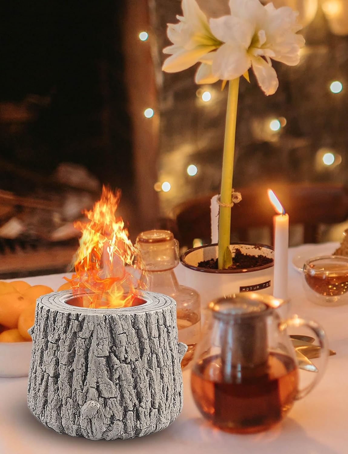 Fogata de mesa  Mini chimenea de mesa, portátil, para tocones de árboles, sin humo y sin olor para interiores, exteriores, campamento, exterior,