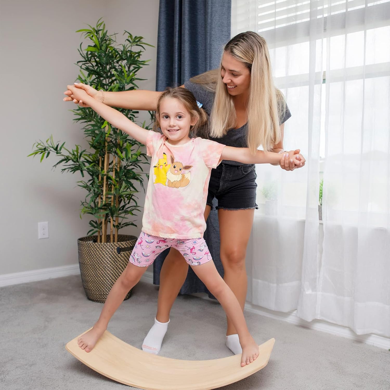Tabla de equilibrio para niños, tabla tambaleante de 33 pulgadas, tabla de equilibrio de madera para niños pequeños, juguete de aprendizaje de