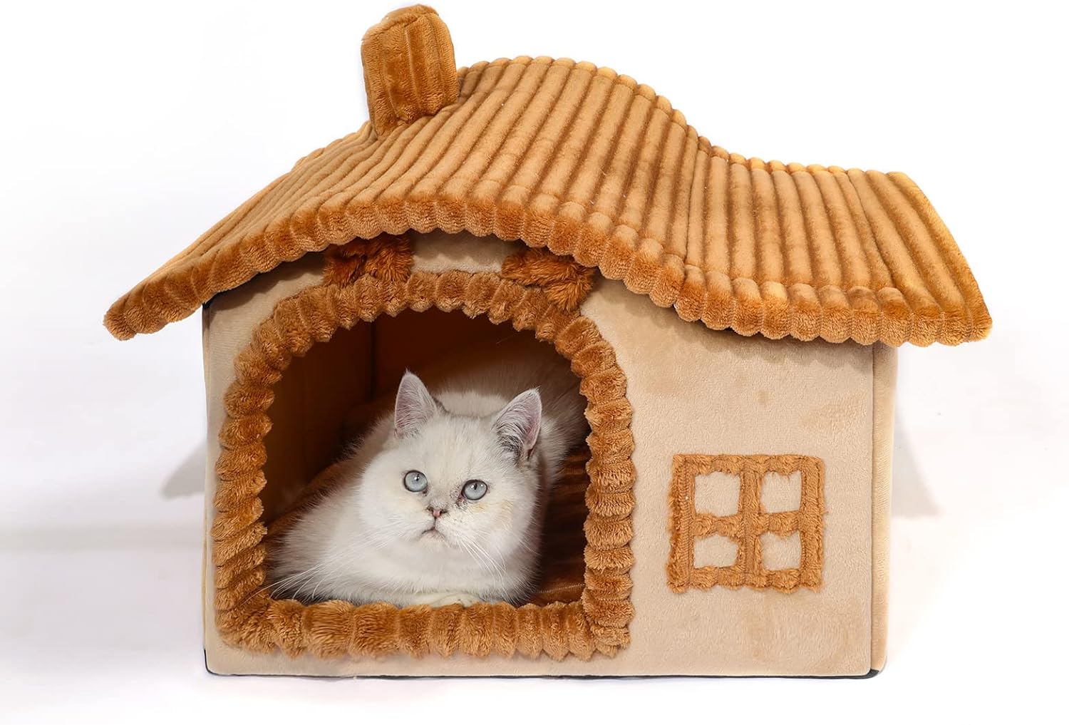 Jiupety Casa de gato para gato, chimenea para gatos de interior, suficiente espacio interior, casa de gatito para gatos de 3 a 7 libras, casa de