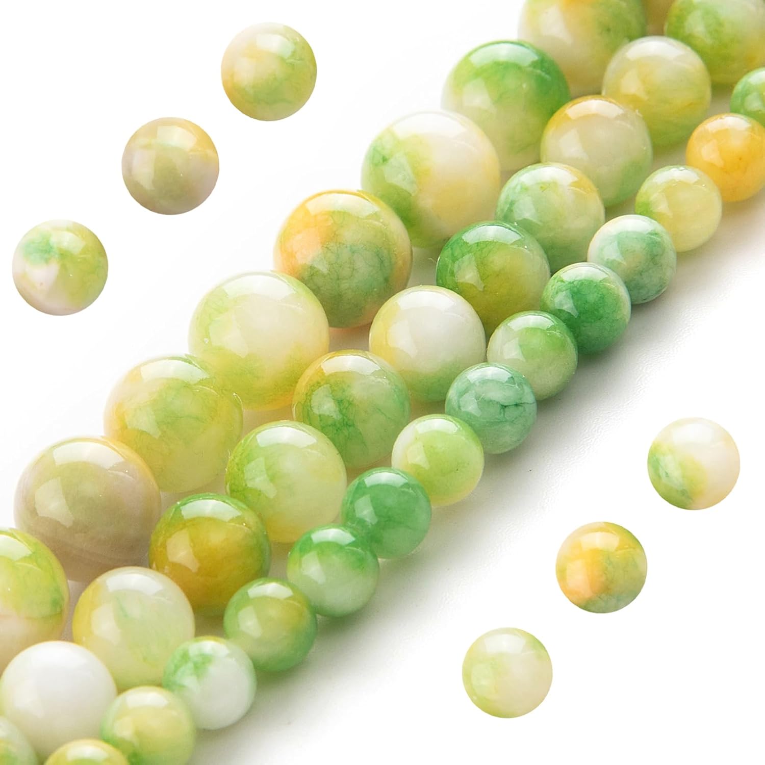 Cuentas de piedras preciosas naturales para la fabricación de joyas, cuentas de jaspe imperial verde, blanco, amarillo de 0.315 pulgadas, cuentas