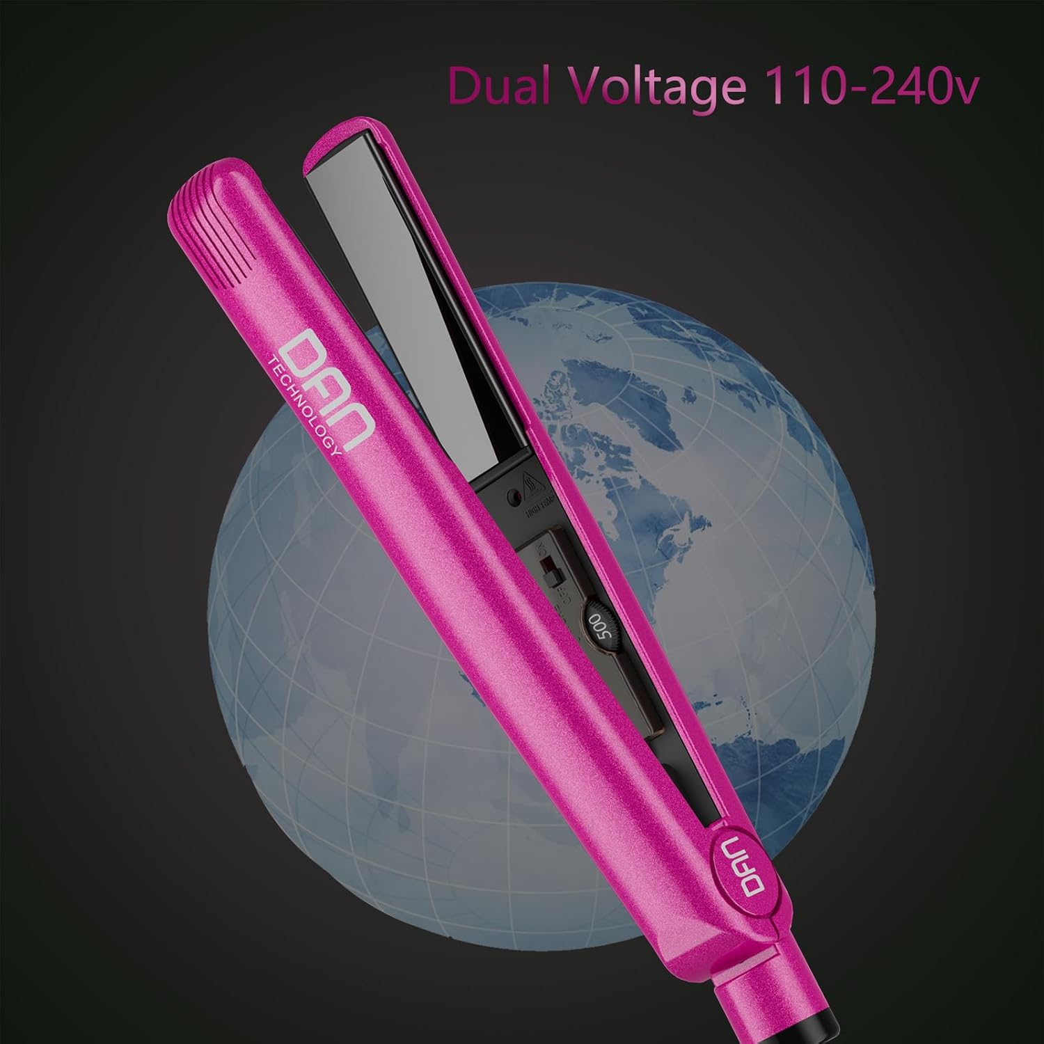 Dan Technology Plancha de pelo 2 en 1, plancha plana de doble voltaje, plancha plana de 1 pulgada, plancha de pelo de temperatura ajustable, plancha