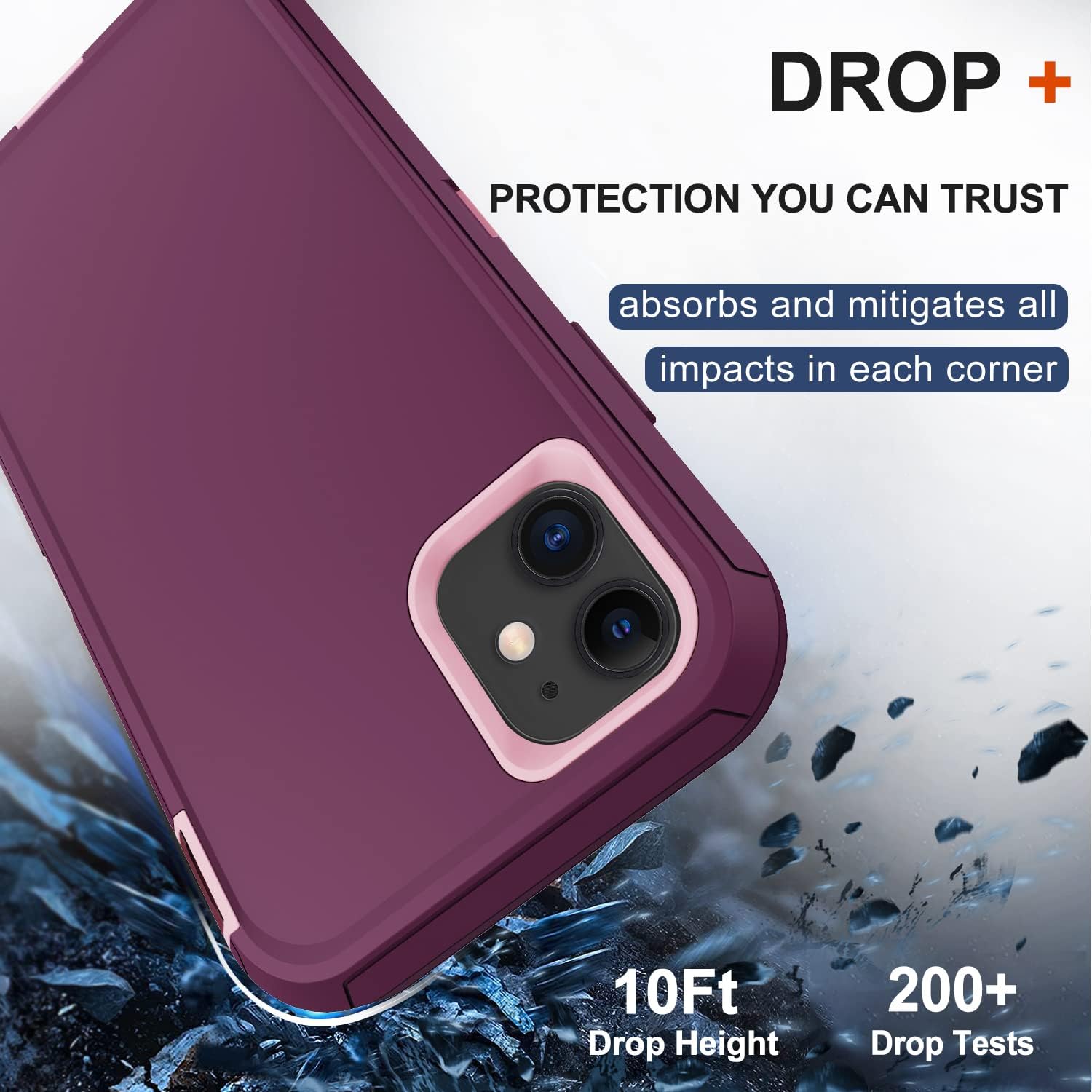 Funda para iPhone 11 con funda de clip para cinturón, 2 protectores de pantalla, grado militar resistente a prueba de golpes, a prueba de polvo y