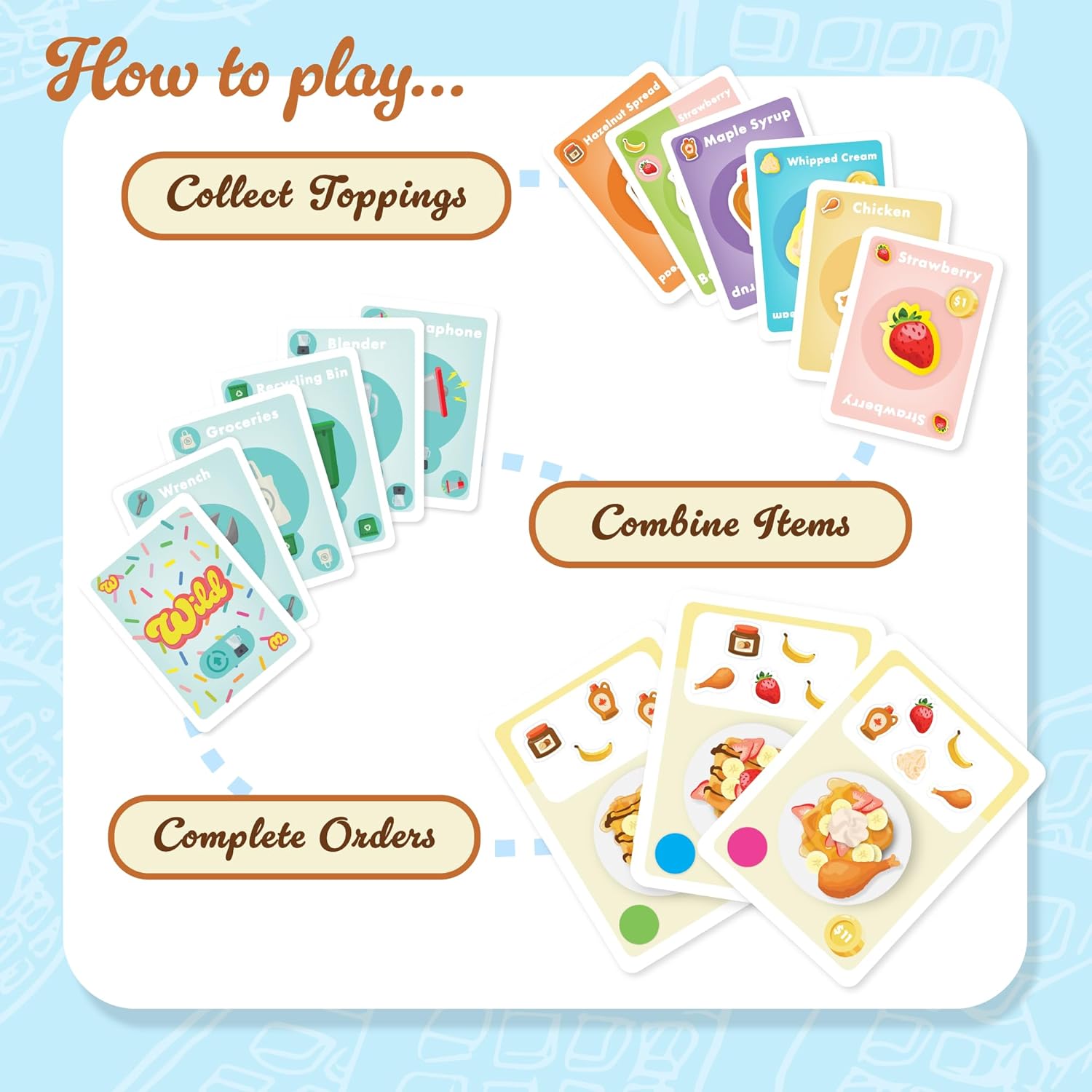 Juego de cartas Top Waffle  Juego maravillosamente delicioso para niños, adolescentes, adultos y noche de juego familiar  Gran regalo para mayores