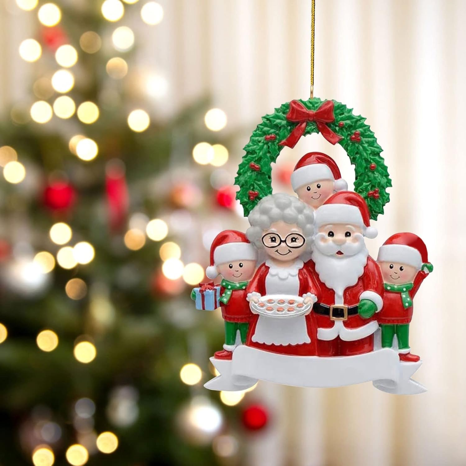 Adorno de Navidad familiar personalizado 2023  Decoración de Navidad personalizada para el hogar, muñeco de nieve, Papá Noel, adornos colgantes de
