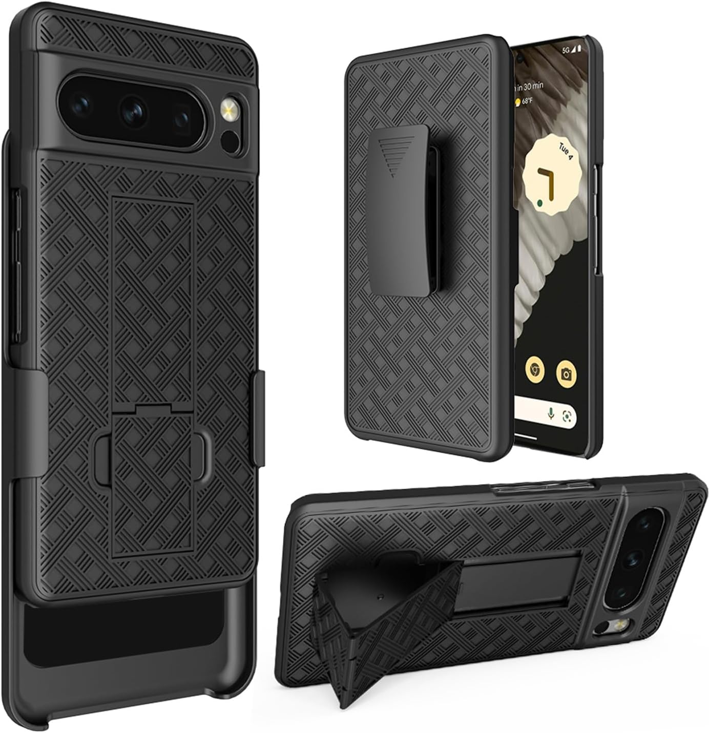 6goodeals Funda con clip para cinturón para Google Pixel 8 Pro – Combo de funda delgada y resistente – Funda resistente para teléfono con soporte y