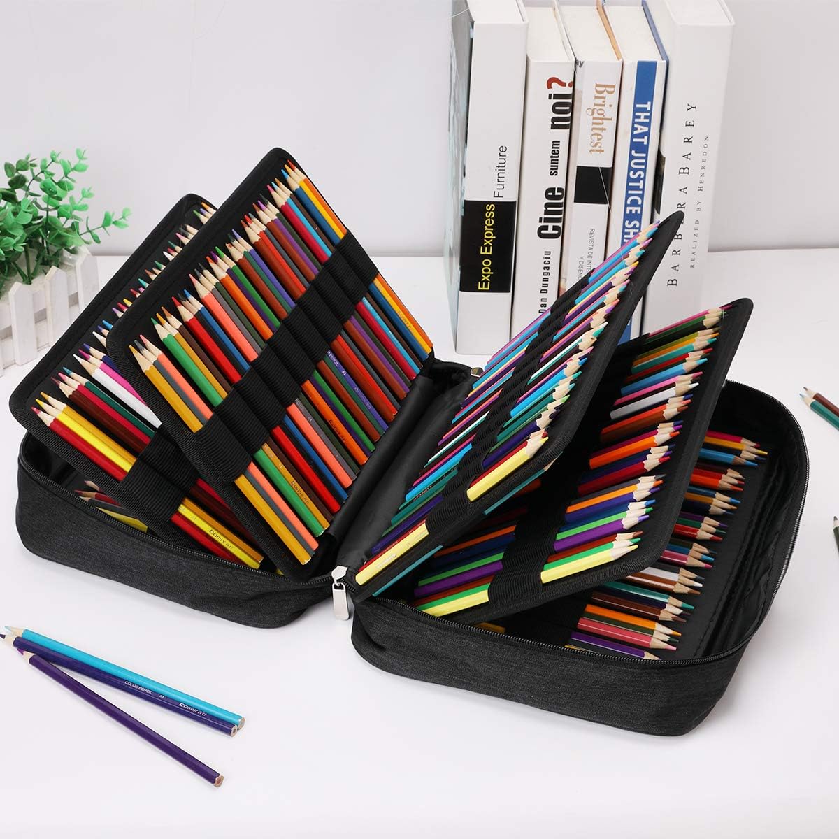 JAKAGO Estuche de 304 ranuras para lápices de colores, bolsa de almacenamiento de gran capacidad para pintor de artistas, organizador multifuncional