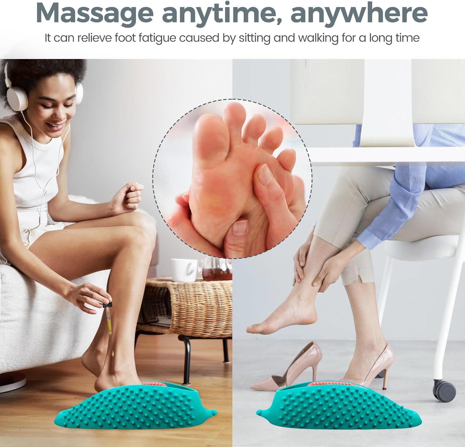 JIALEYA Lu-lala Shower Foot Scrubber – Portable Manual Foot Massager Cleaner Care for Soothe Feet Neuropathy Achy, Improve Foot Circulation – Wet