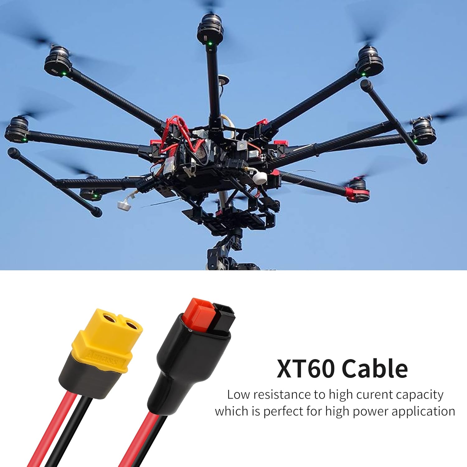 YACSEJAO Conector de panel solar XT60 de 12 AWG XT60 hembra a 45 A, cable de extensión para banco de energía al aire libre, batería de litio RC Lipo