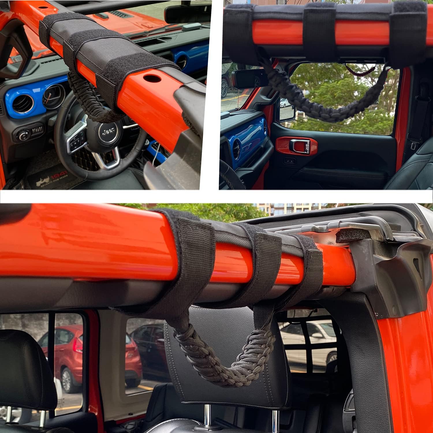 4 asas de agarre para Jeep Wrangler YJ TJ JK JKU JL JLU Sports Sahara Freedom Rubicon Unlimited X Gladiator JT 1955-2022 UTV ATV Paracord Manijas