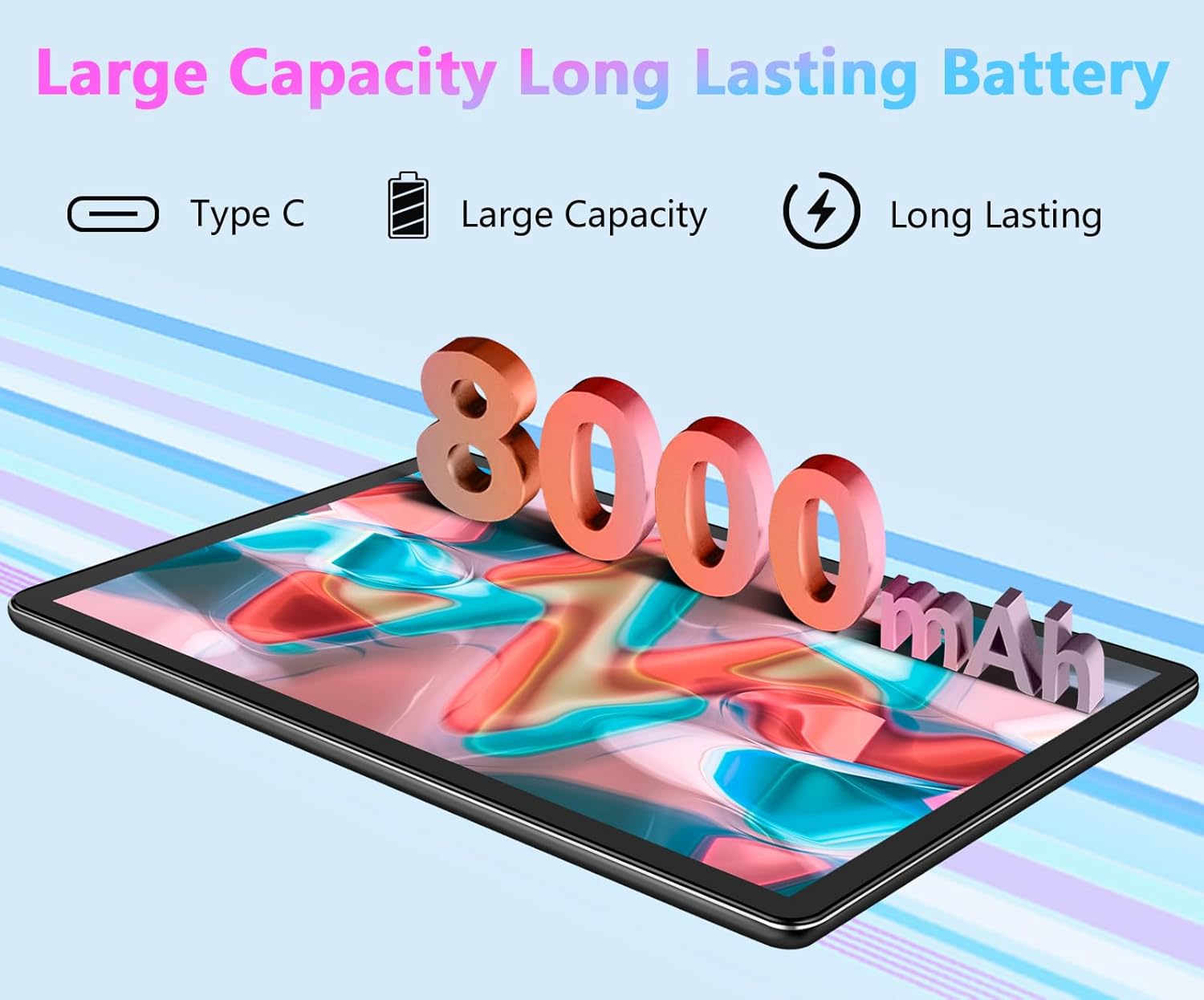 2024 Tablet Android 13 Octa-Cores 14GB RAM 128GB ROM 1TB TF, WiFi 5G, Bluetooth 5.0, GPS, GMS, batería de 8000mAh, 8MP+5MP, OTG, tipo C, Tablet PC