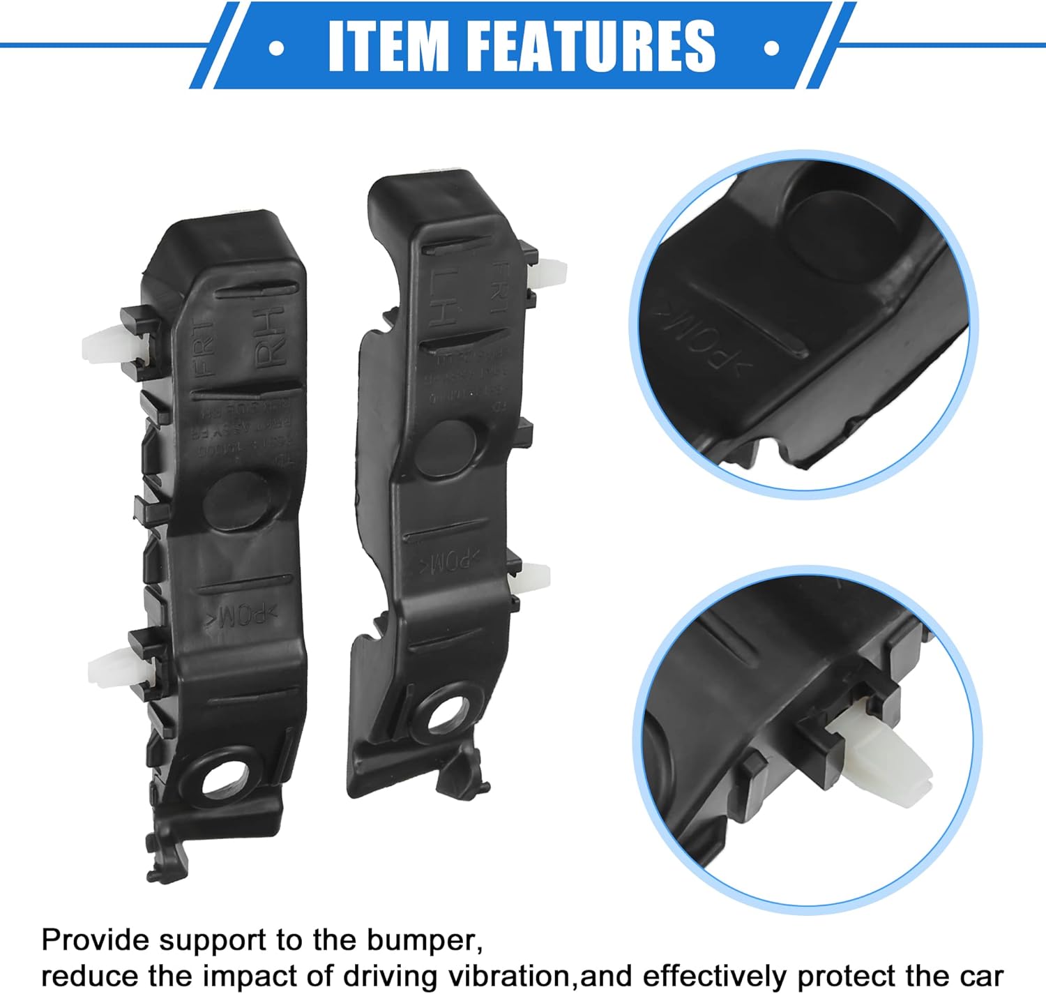 VekAuto 1 par de soportes de parachoques soporte Fender cubierta compatible para Kia Forte 2010 2011 2012 2013, plástico duradero negro delantero