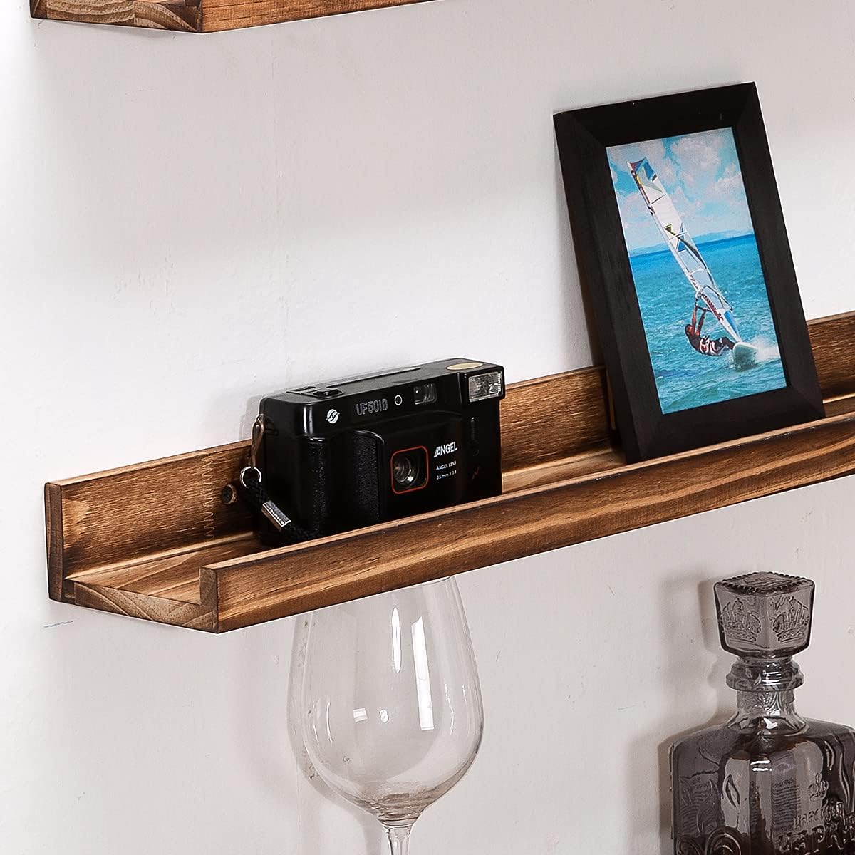 MBYD Estantería flotante de 24 pulgadas, estante de pared de madera para dormitorio, sala de estar, oficina, cocina, juego de 3 mismas dimensiones