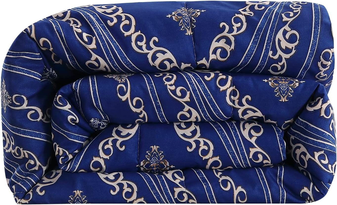 Shatex Juego de edredón azul tamaño individual XL, ropa de cama de 2 piezas para todas las estaciones, ultra suave, 100% microfibra de poliéster,