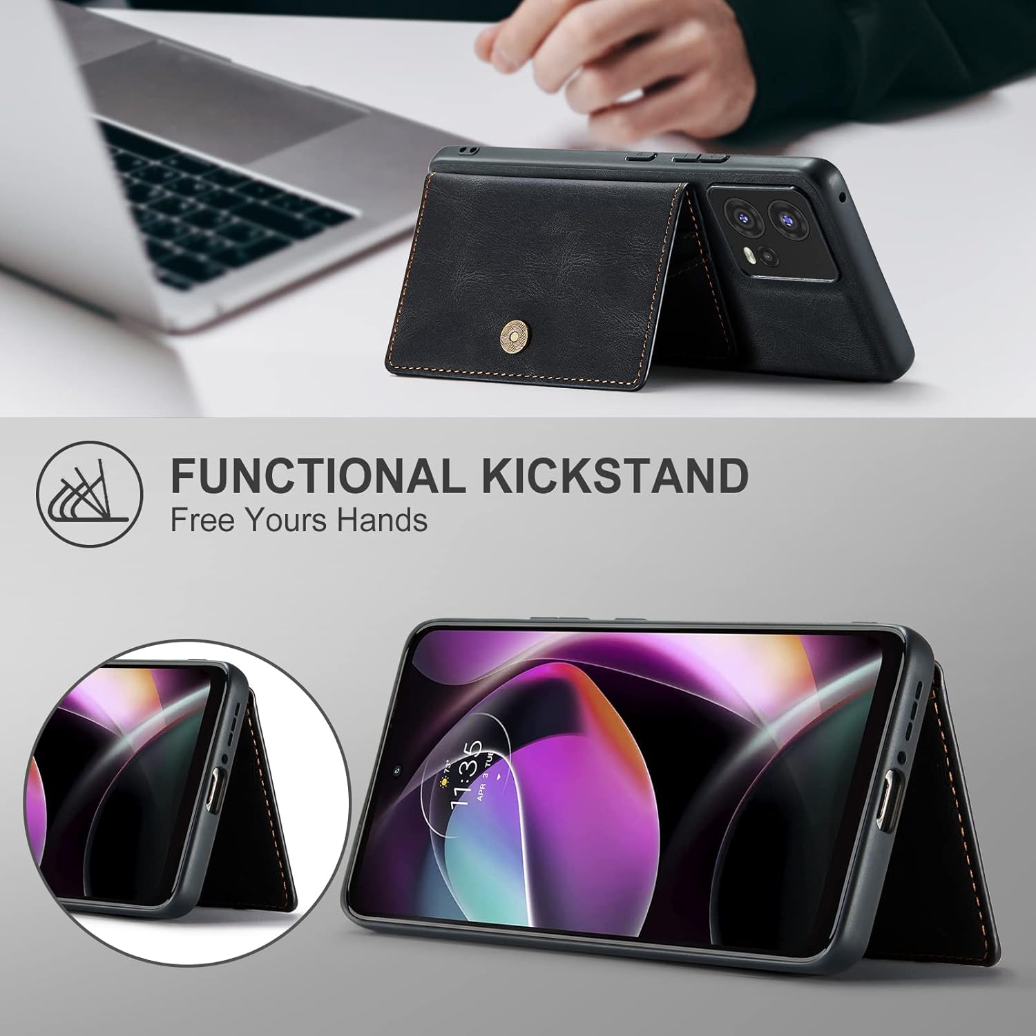 Asuwish Funda para teléfono Motorola Edge 30 Fusion 2022 con protector de pantalla de vidrio templado y soporte para tarjeta de crédito, accesorios