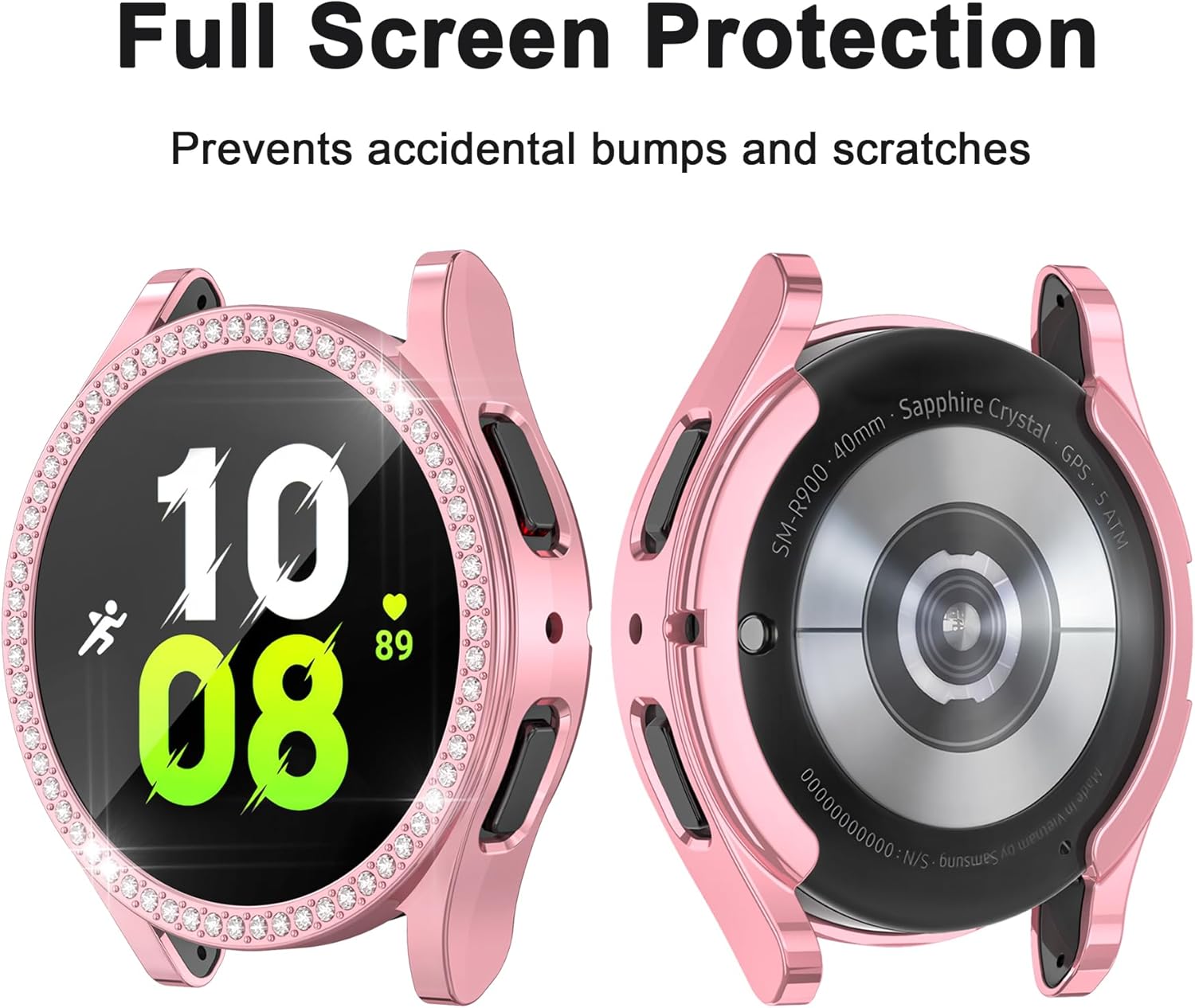 Paquete de 16 protectores de pantalla de reloj compatibles con Samsung Galaxy Watch 54 de 1.575 pulgadas, funda brillante de poliuretano