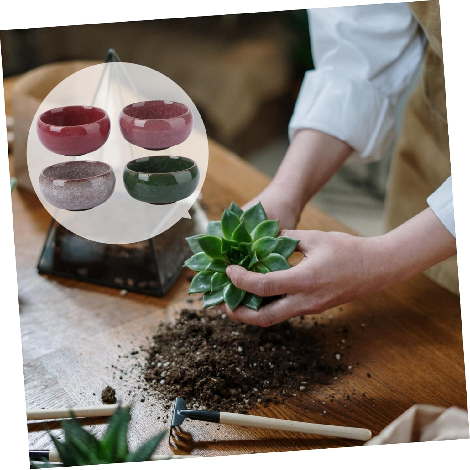 Yardwe Macetas de cerámica para suculentas, macetas de cerámica, macetas de cerámica, maceta de cerámica, contenedor de plantas, florero, maceta