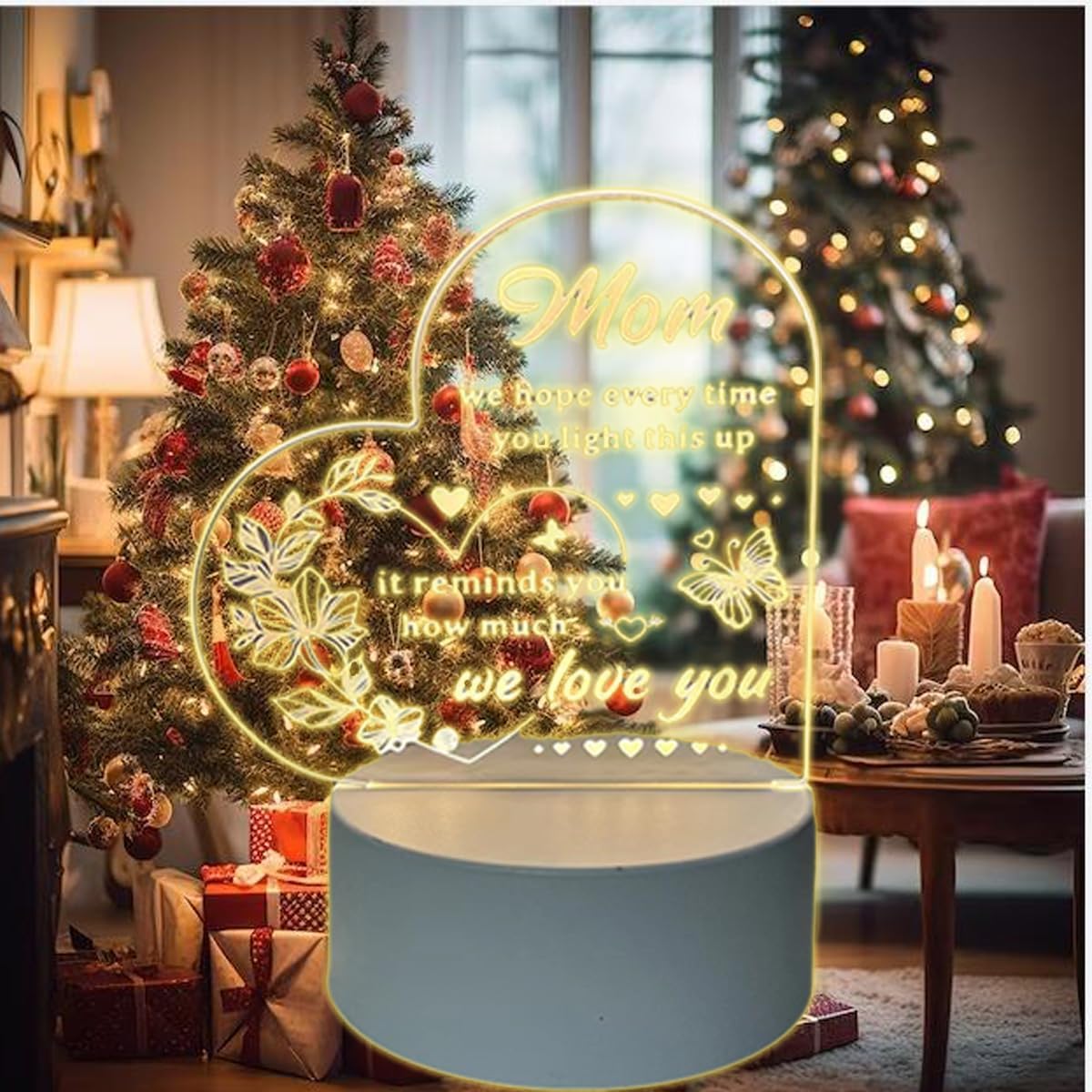 Regalos para mujeres, regalos de cumpleaños para mamá, regalos de Navidad para mujeres, lámpara de luz nocturna grabada en acrílico, regalos para