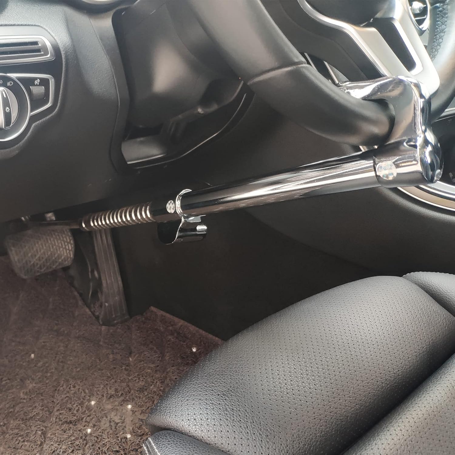 Bloqueo antirrobo para volante, blanco, 33.5 pulgadas
