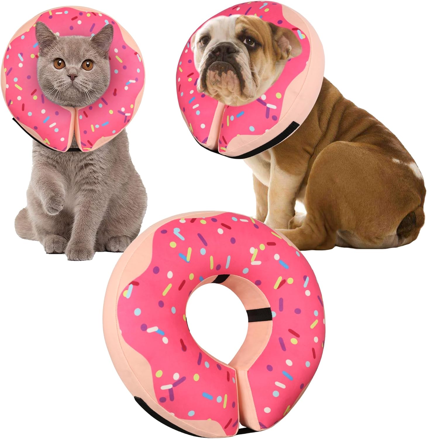 Collar inflable de cono para perros grandes, medianos y pequeños, collar de cono de recuperación suave y ajustable para perros y gatos, cuello de
