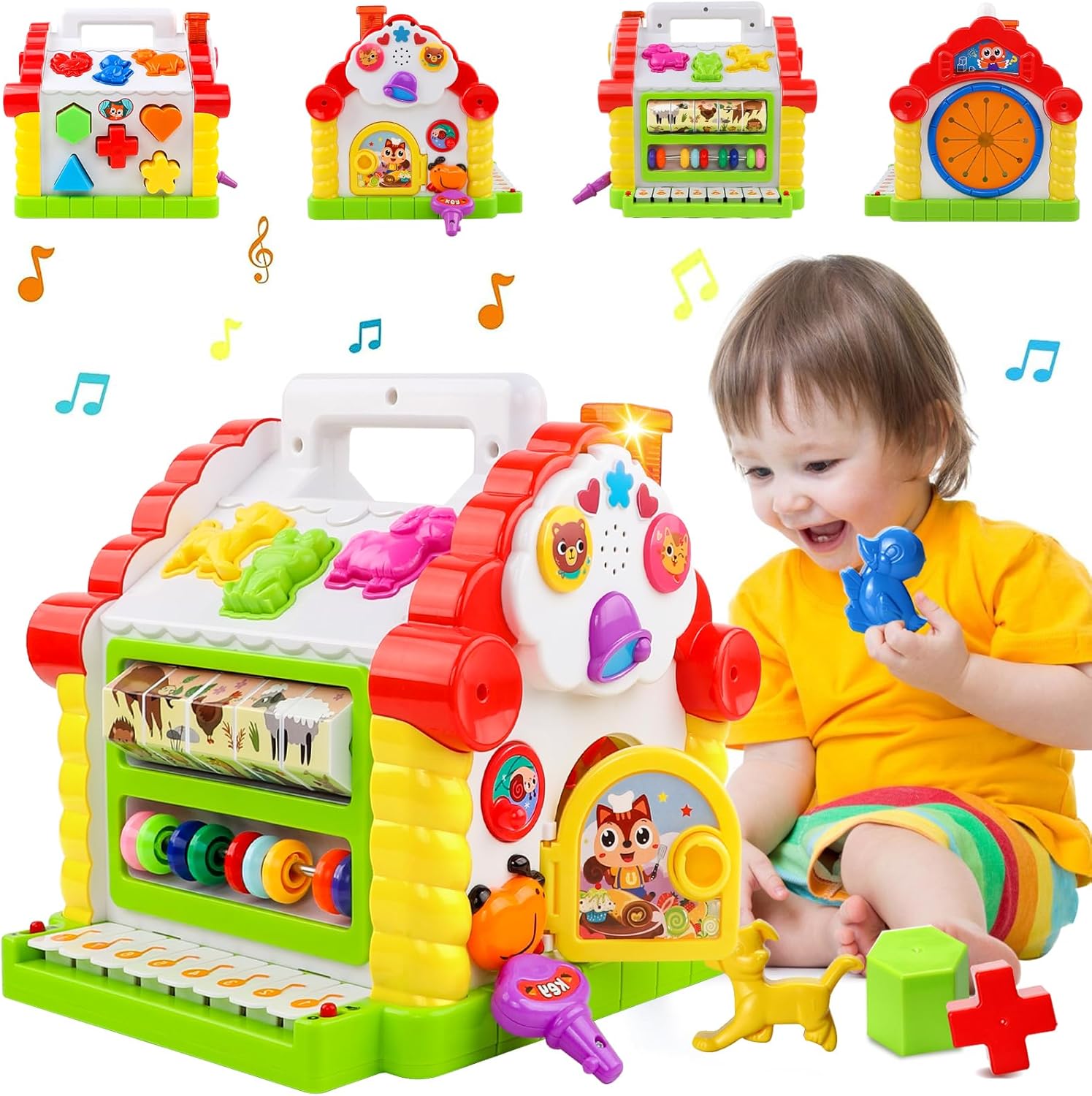 Juguetes para niñas de 1 año, regalo de cumpleaños, juguetes Montessori para niños pequeños de 1 a 2 años con sonidolucesmúsicabloquesanimales 6 en