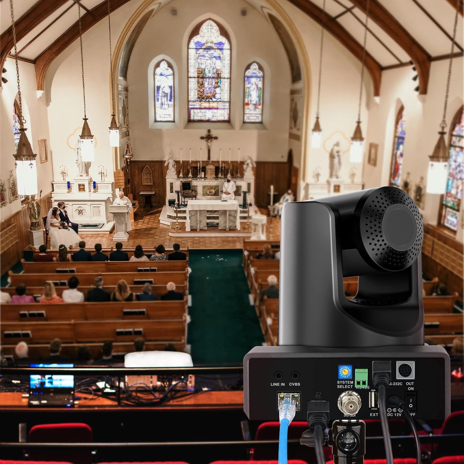NDI PTZ Camera, PTZ Camera with 20X Optical Zoom 1080p Live Streaming for Church, Conference and Live Production, HDMI PTZ Camera,Video Conference
