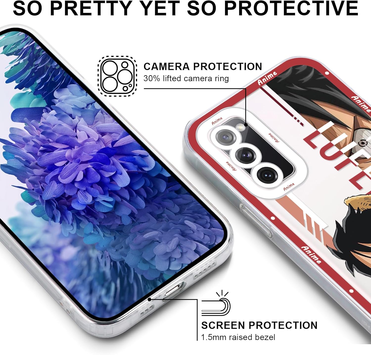 2 fundas transparentes de anime japonés para Samsung Galaxy A13 5G, transparentes de 6.5 pulgadas, estampado de cómics de manga genial, fundas de