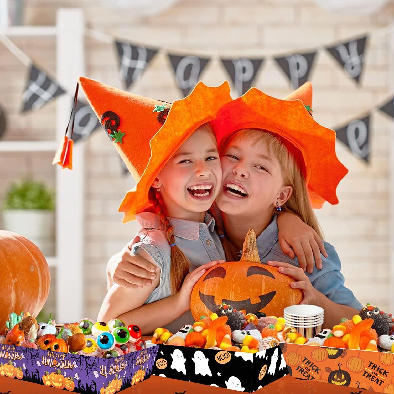 Suministros para fiesta de Halloween, 60 bandejas de papel de Halloween, bandejas de aperitivos para dulces de Halloween, bandejas para Halloween,