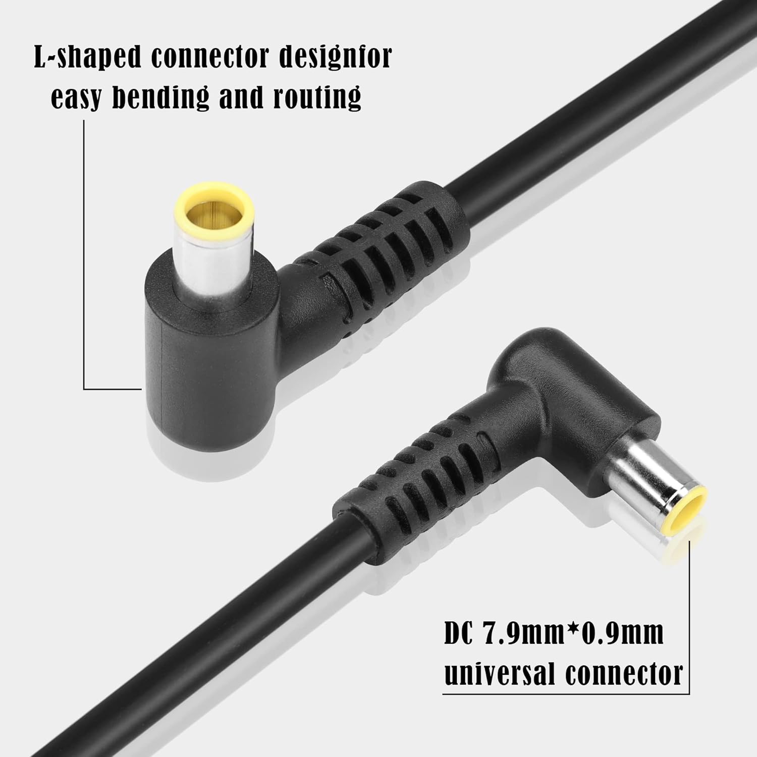 GINTOOYUN 2 cables de alimentación DC7909 de 14AWG DC7.0.354 inx0.035 in en ángulo recto 90 grados macho a CC 0.311 inx0.035 in hembra cable de