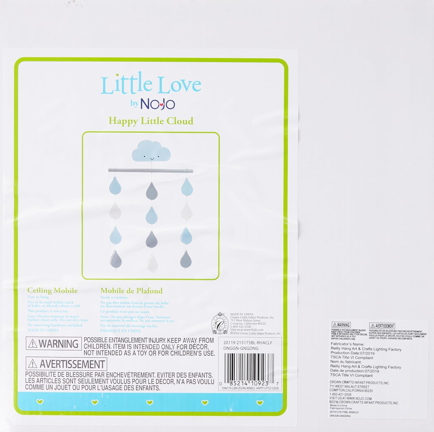 Little Love by NoJo Ceiling Mobile, Happy Little Clouds