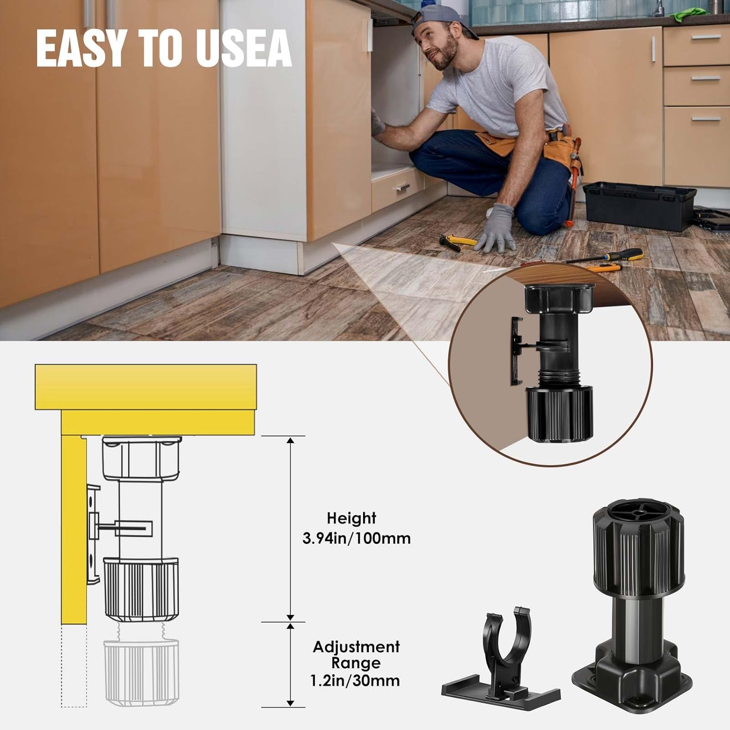 12 patas de soporte para gabinete de cocina, estructura de gabinete de cocina y soportes de base de muebles, adecuados para sofás y camas, patas