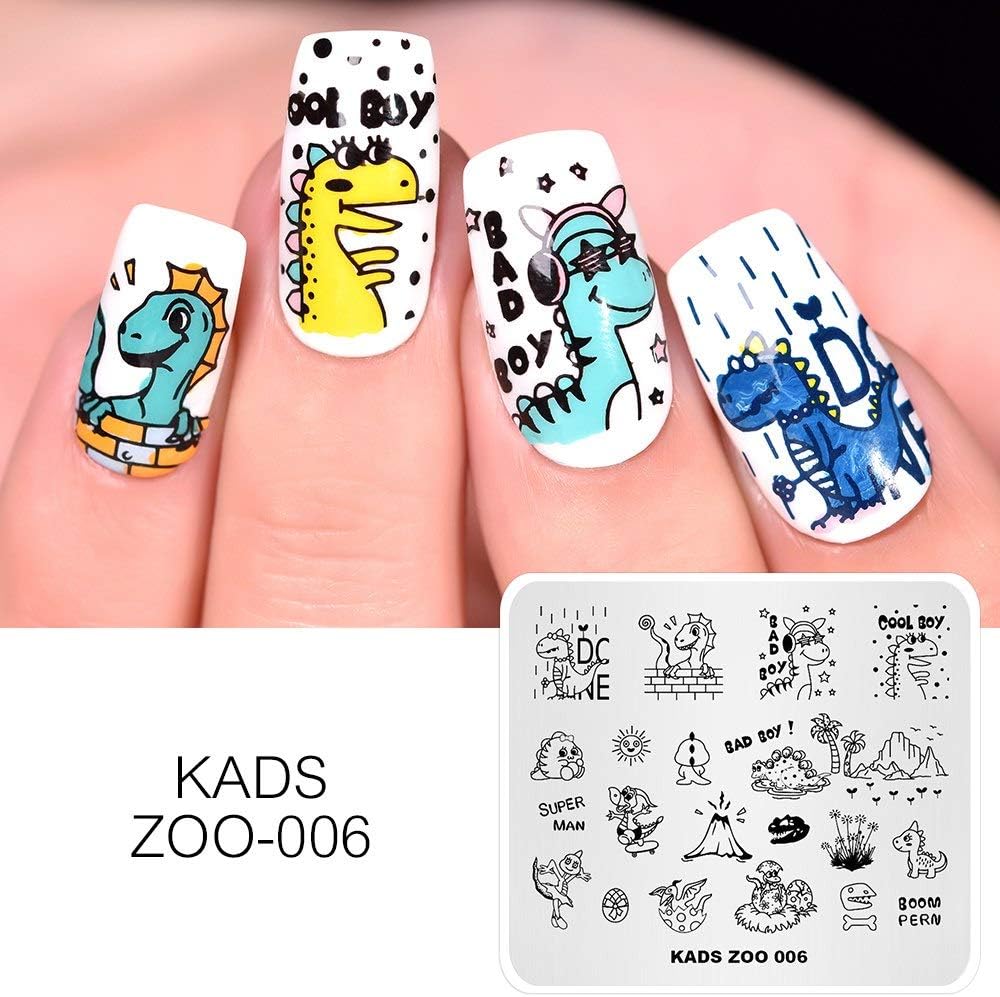 KADS – Placa de estampación de uñas para decoración de uñas y dragón lindo (ZOO006)