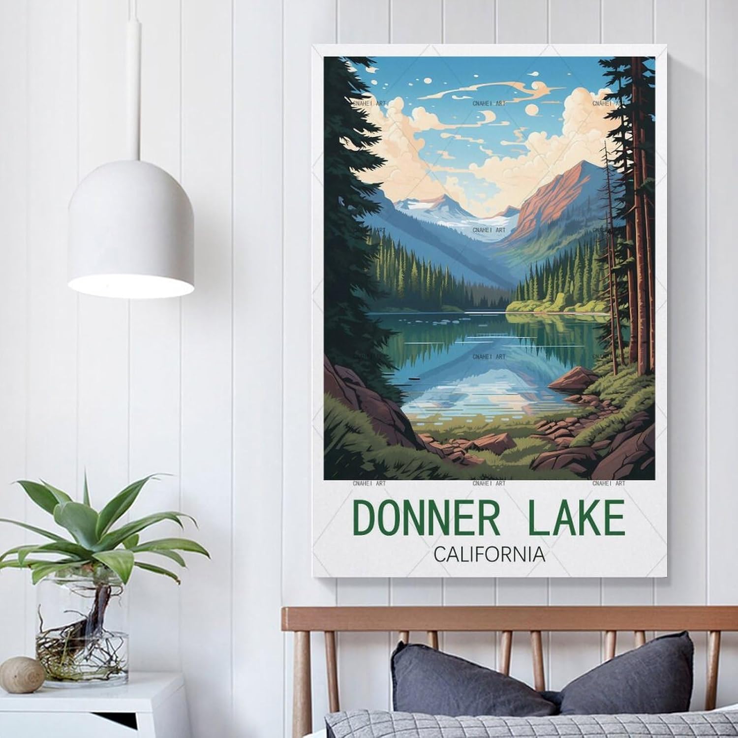 GuYaNa Donner Lake California – Pósteres de viaje vintage de 12 x 18 pulgadas (11.8 x 17.7 in), lienzo para pared, decoración de pared, sala de