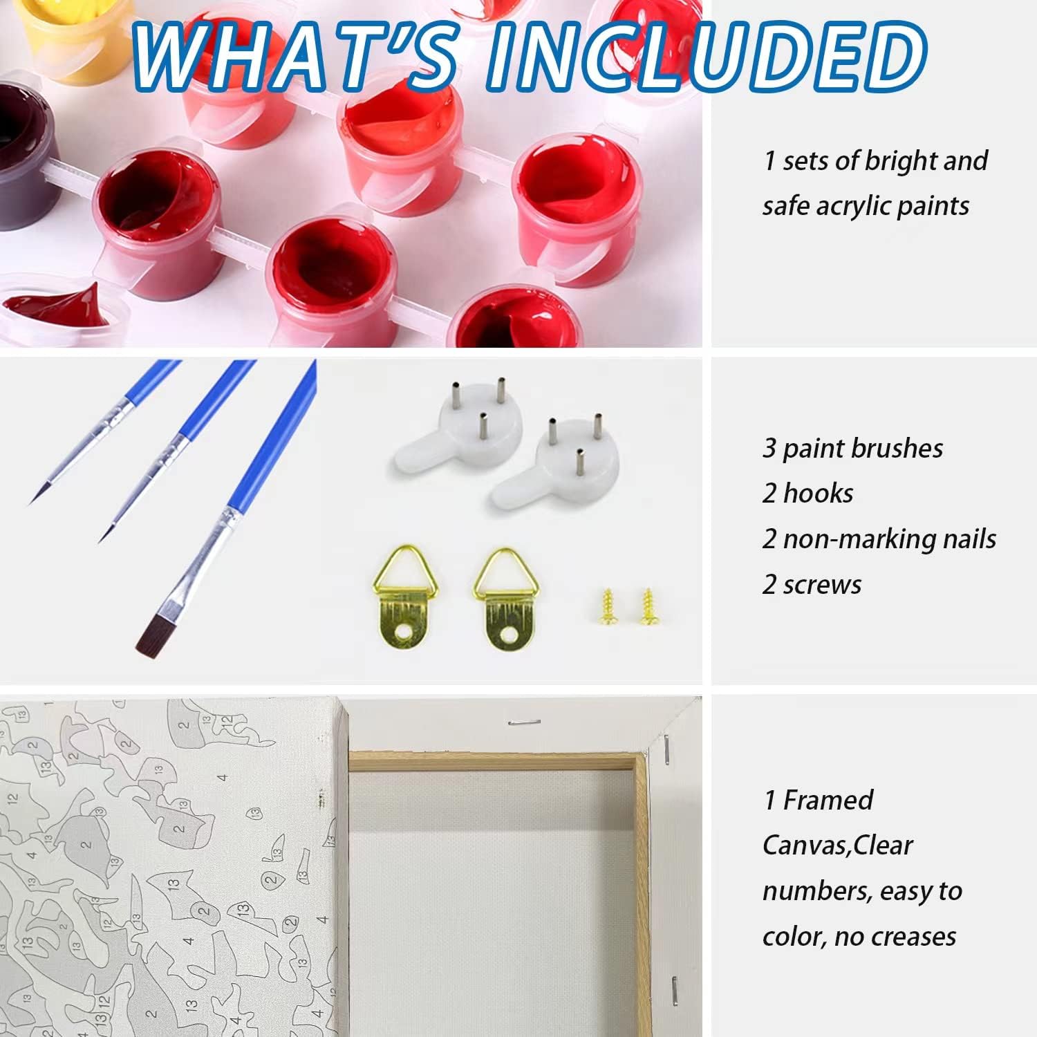 ifymei Pintura por números para niños y adultos principiantes, kits de pintura en lienzo de regalo de bricolaje con marco, dinosaurios coloridos de