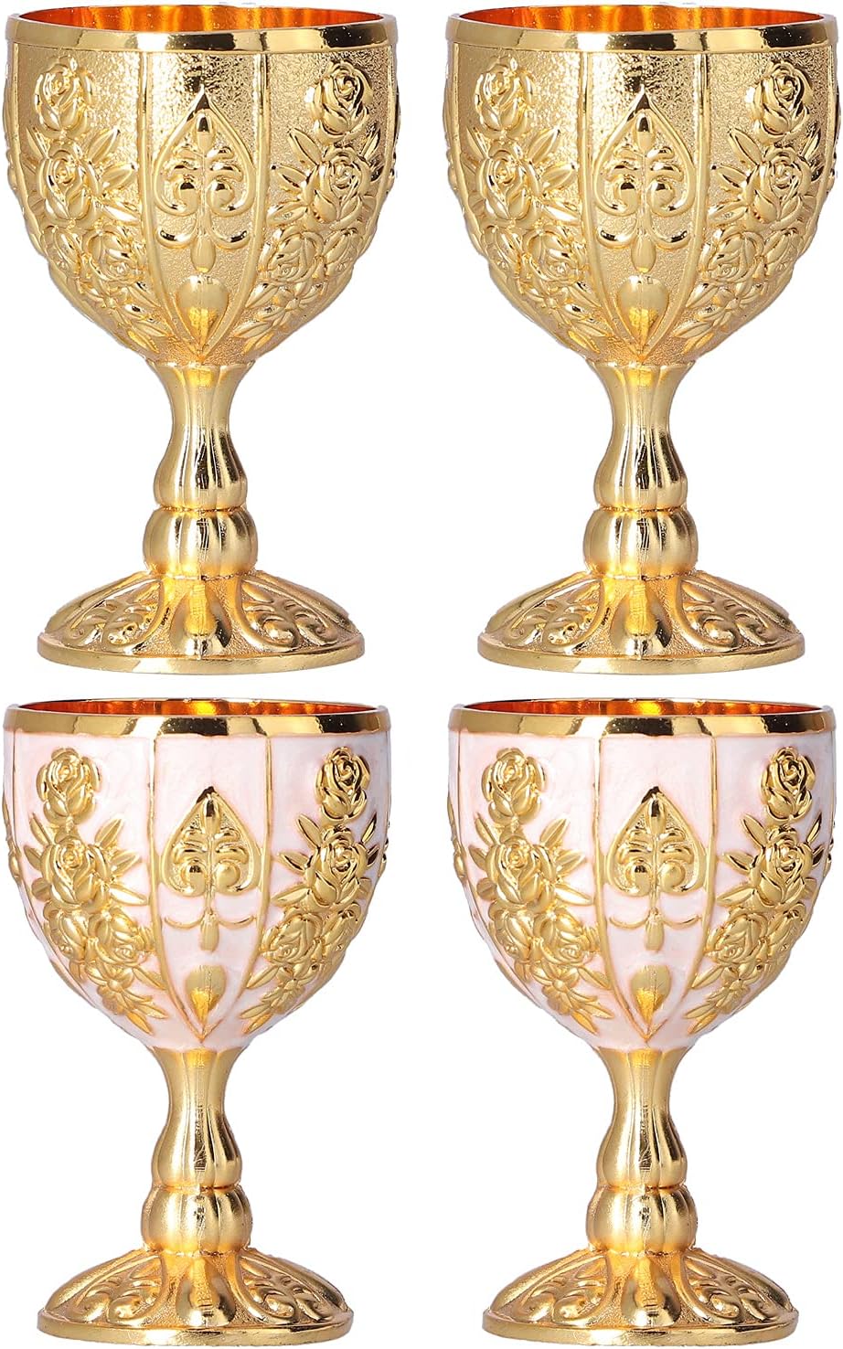Copas de copa, 2 piezas de copa de vino con grabado dorado en relieve, adornos retro, copa de vino, copa de vino, regalo de fiesta, copas de regalo