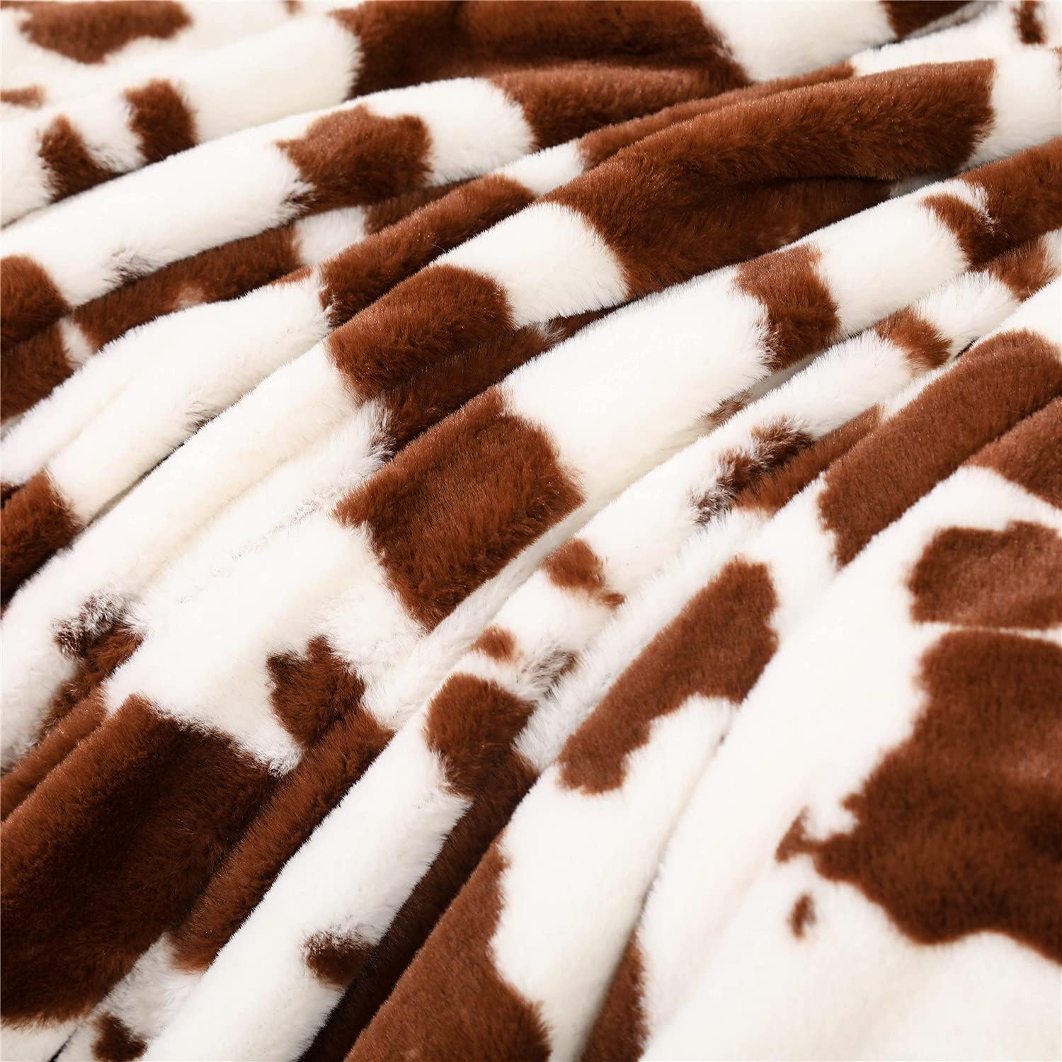 RYNGHIPY Manta con estampado de vaca para sofá o sillón, manta de franela de doble cara con diseño de animales marrón (marrón, 63 x 79 pulgadas)