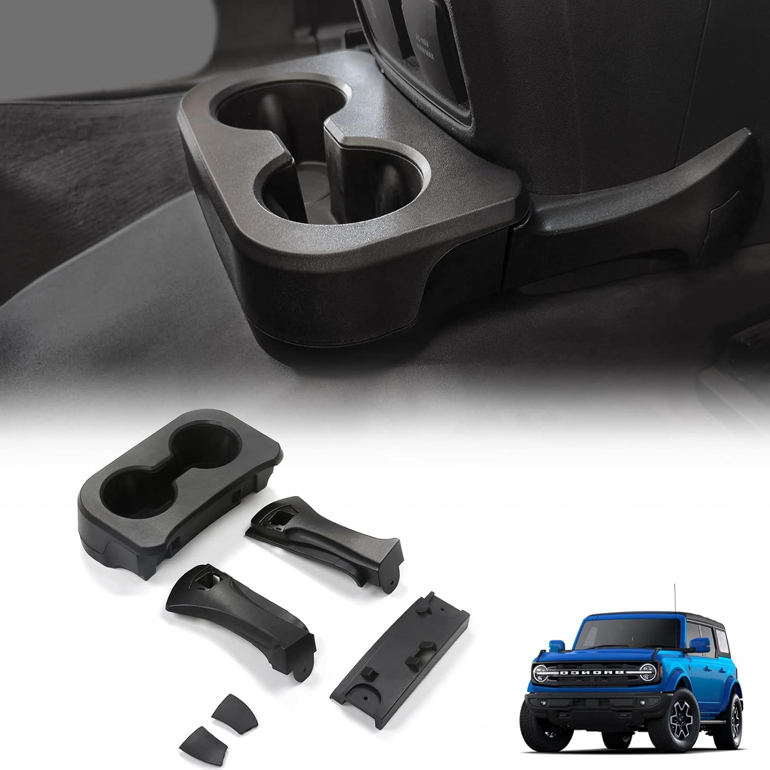 Soporte trasero extraíble de doble taza para Ford Bronco de 24 puertas, compatible con accesorios Bronco 2021 2022 2023 2024, soporte para bebidas