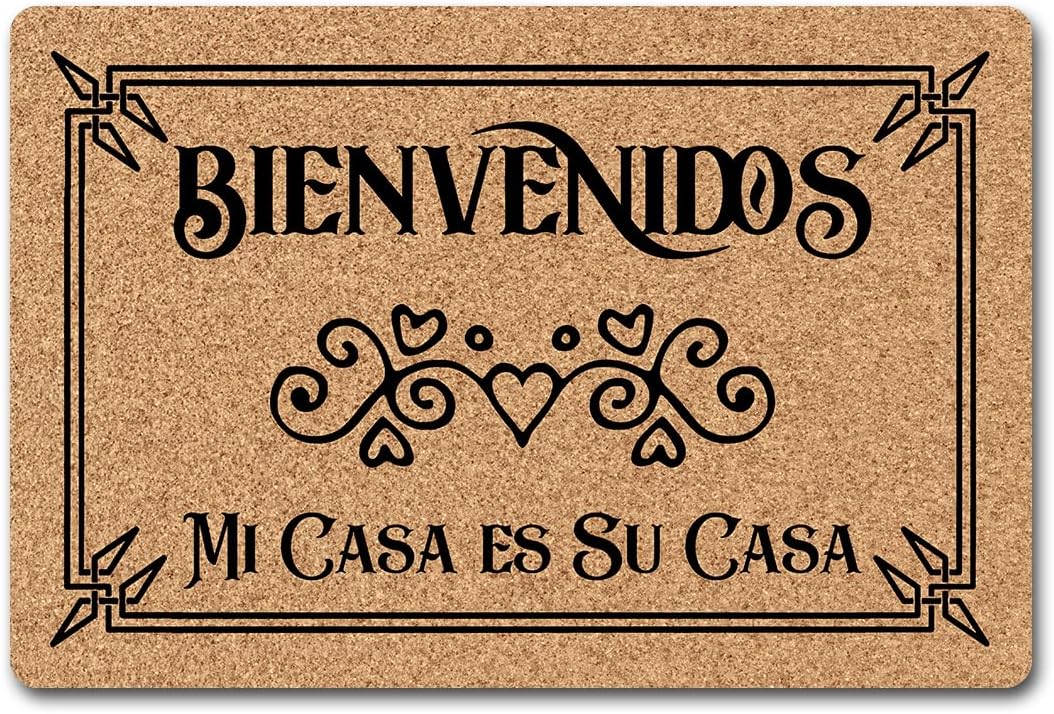 JFFBFF Bienvenidos Mi Casa ES Su Casa – Tapete divertido para entrada con respaldo antideslizante para interiores y exteriores, tapete decorativo