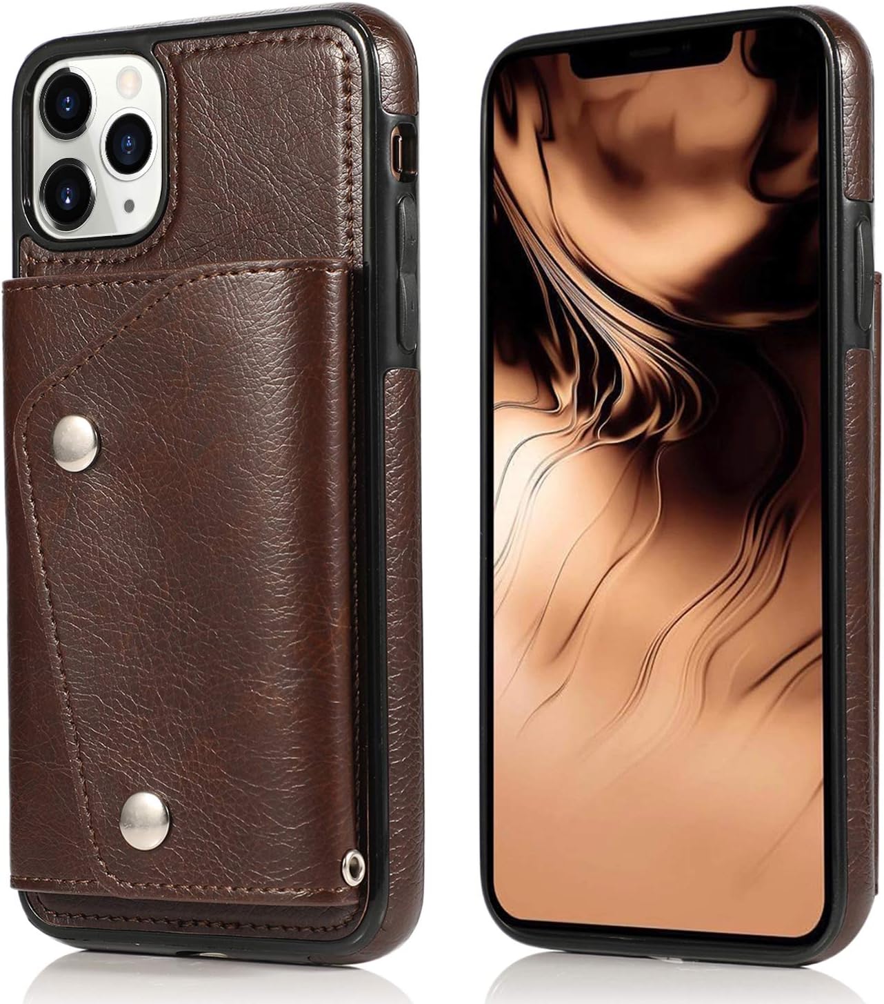 LUVI Funda para iPhone 11 Pro Max con correa para el cuello, correa cruzada, correa de muñeca, funda protectora con ranura para tarjeta de crédito,