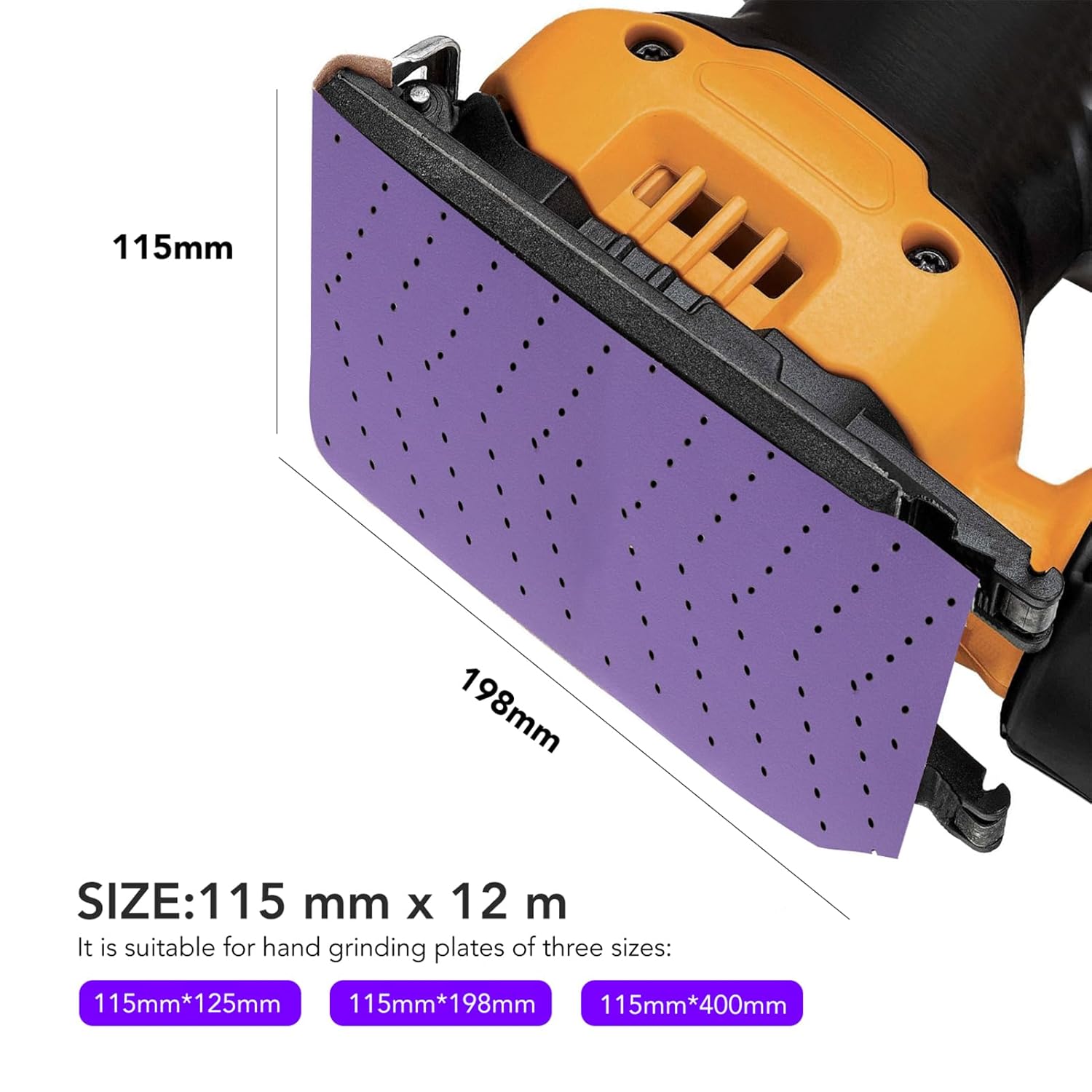 Rollo de lijado automotriz de 4.528 in x 39.4 ft, rollo de lijado seco tres en uno, papel de lija rectangular desgarrado a mano con varios agujeros