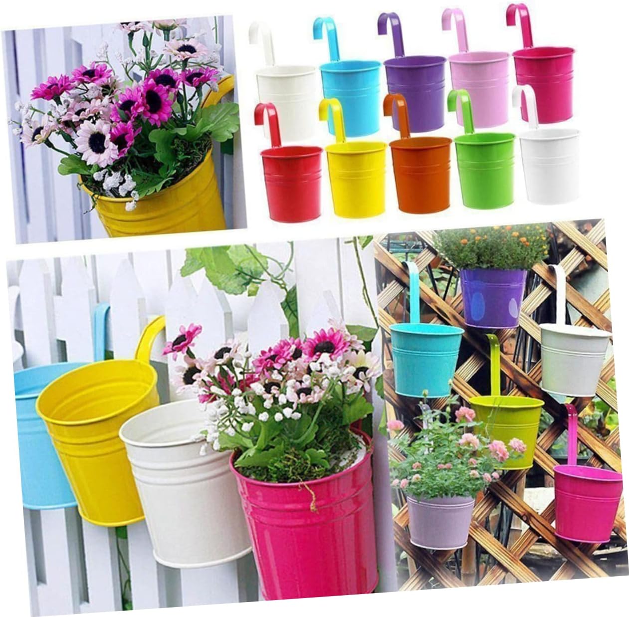 Yardwe 6 piezas de suculentas galvanizadas decoración interior plantas colgantes para plantas al aire libre colgar en la pared macetas colgantes de