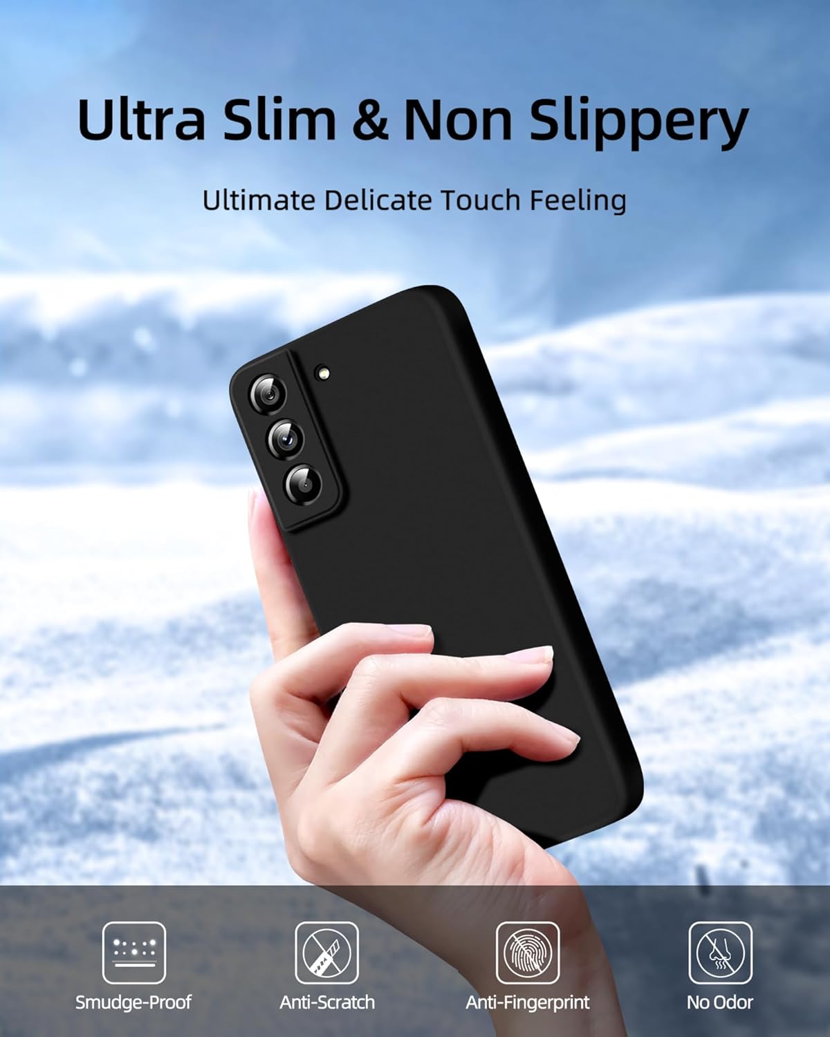 Dssairo Funda 3 en 1 para Samsung Galaxy S22 Plus, con protección completa de la cámara, silicona líquida delgada a prueba de golpes funda