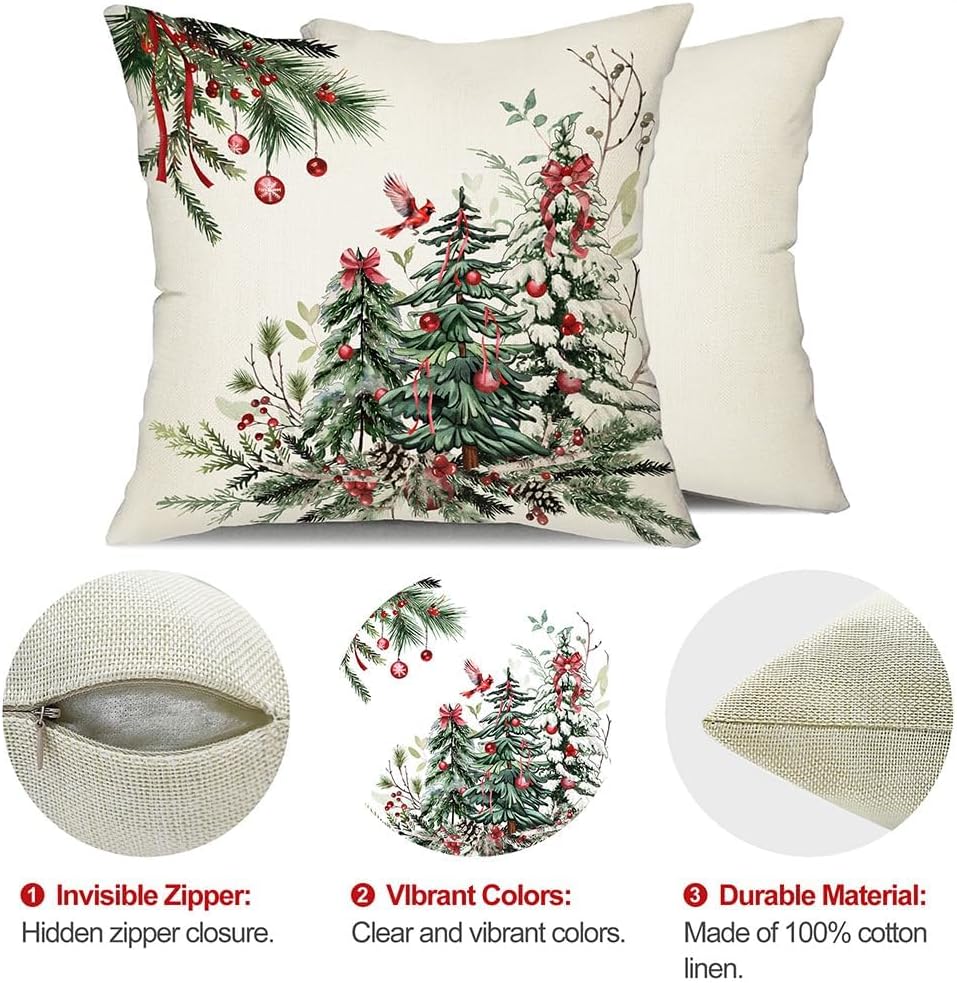 DFXSZ Juego de 2 fundas de almohada de Navidad de 20 x 20 pulgadas, almohadas decorativas para árbol de Navidad, decoración de invierno y Navidad