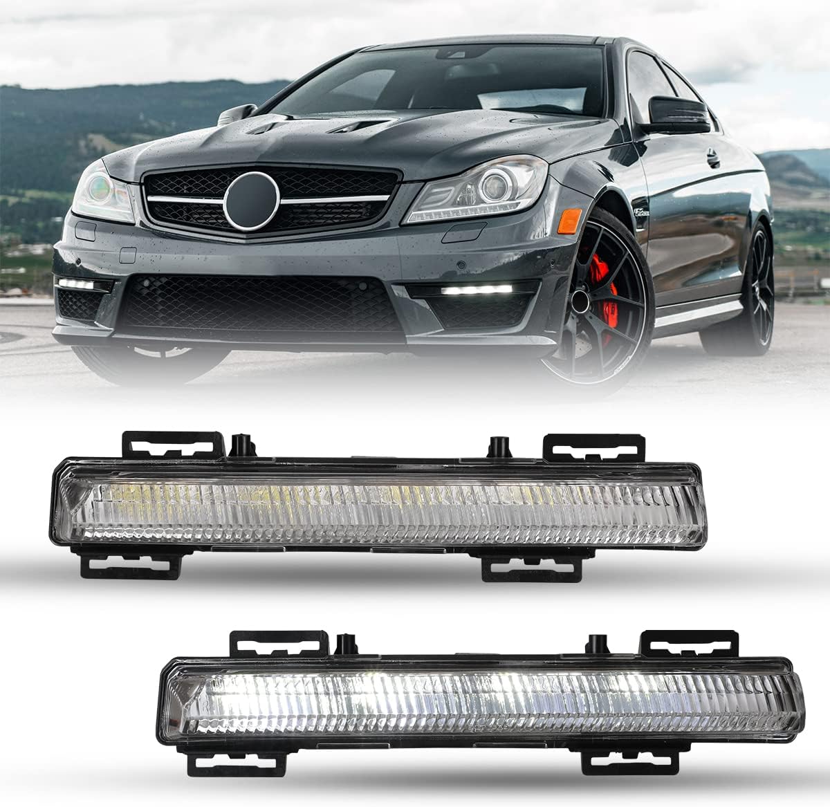 Nixon Offroad Luces antiniebla LED para Mercedes Benz C200C300C63 AMG 2012-2014, luces antiniebla para Mercedes Benz C250C350 2012-2015 (solo modelo