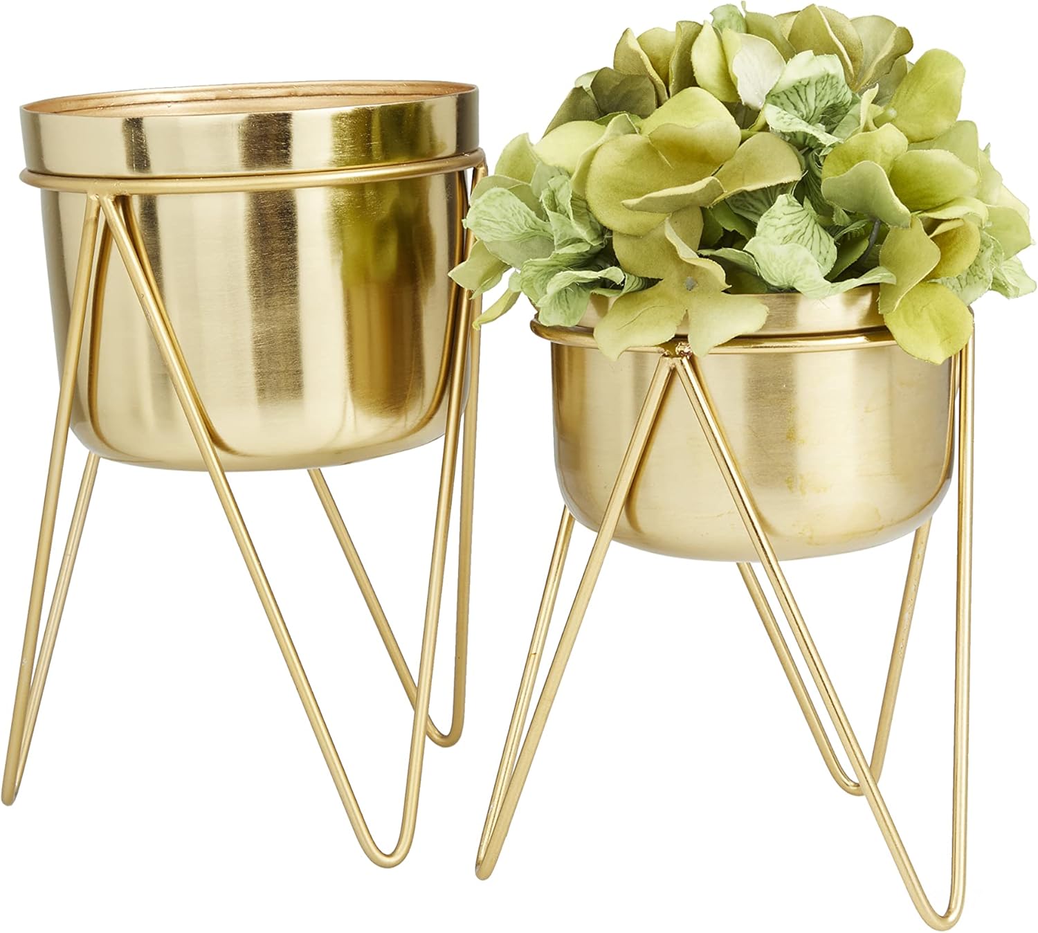 CosmoLiving by Cosmopolitan Maceta de metal para interiores y exteriores, maceta pequeña con soporte extraíble, juego de 2 macetas de 7 pulgadas, 7