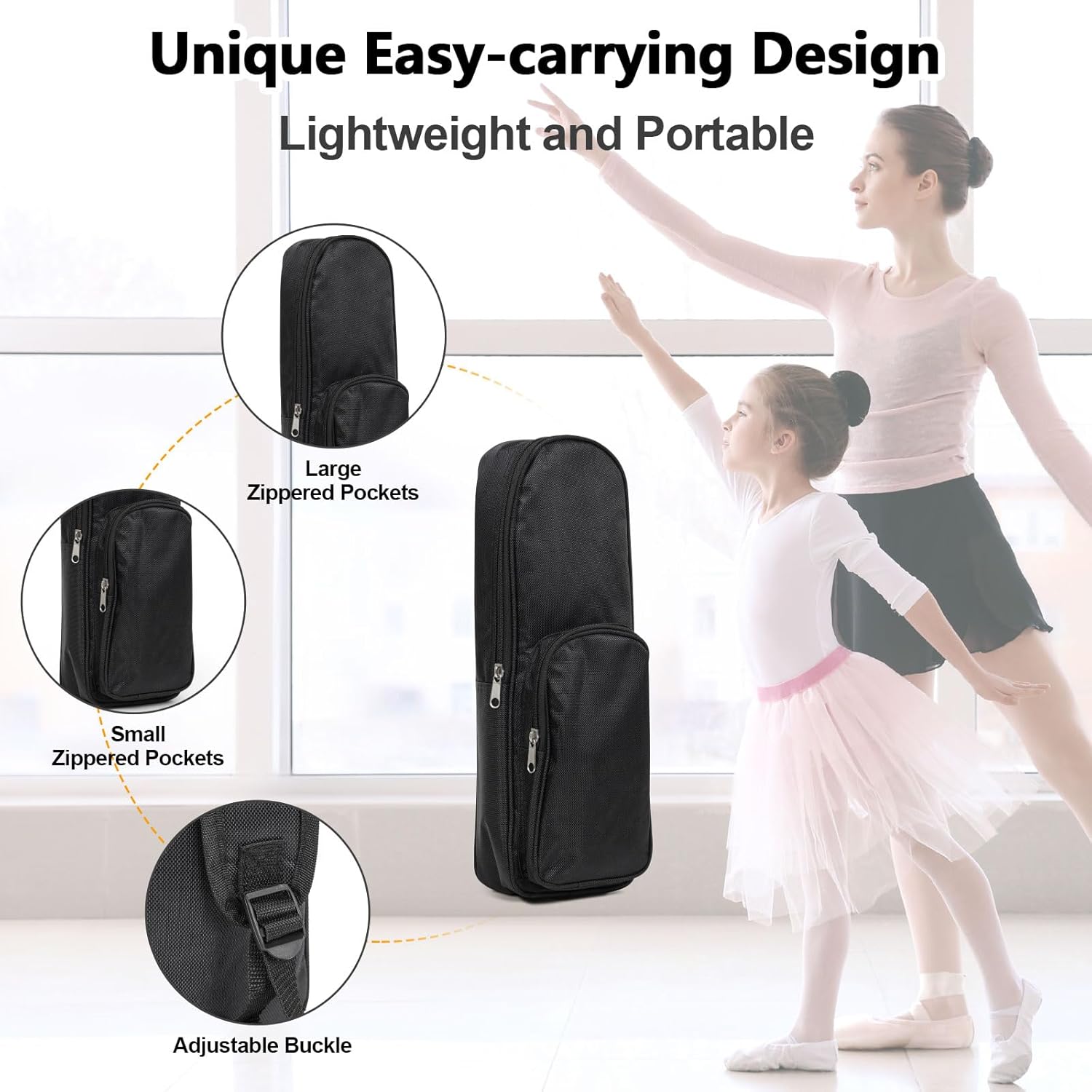 Uboway Estirador de pie de ballet, equipo de estiramiento de baile portátil con banda elástica, dos almohadillas, correa para las piernas, bolsa