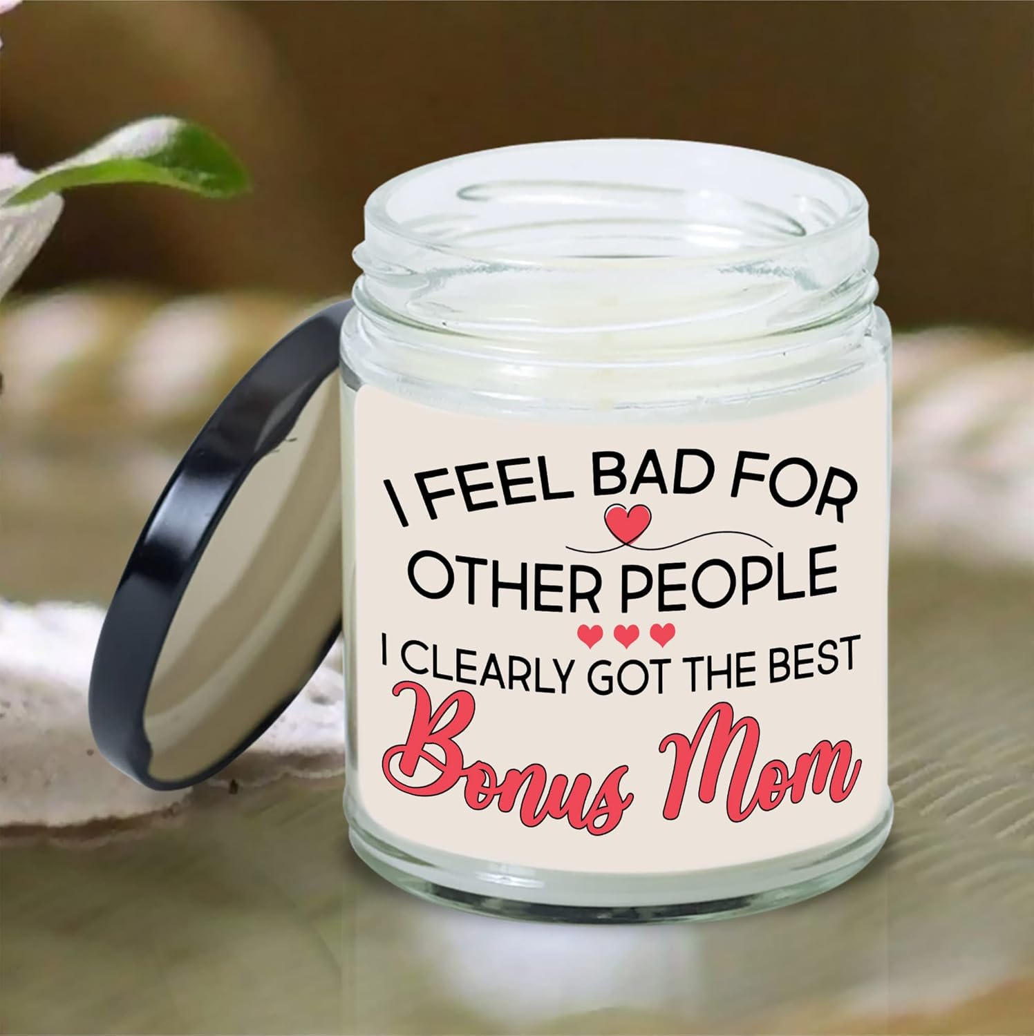 SHINFAM Vela de bonificación para mamá con texto en inglés “I Clearly Got The Best Bonus Mom Thank You”, regalo de cumpleaños o Navidad para madre
